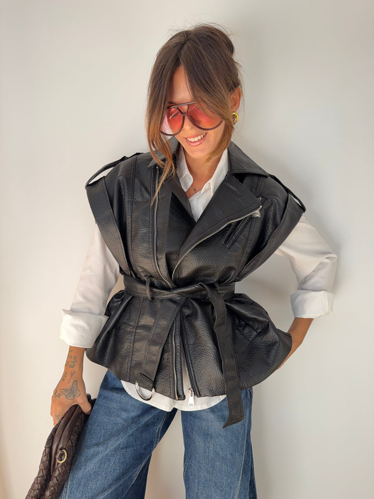 Perfecto en cuir sans manche