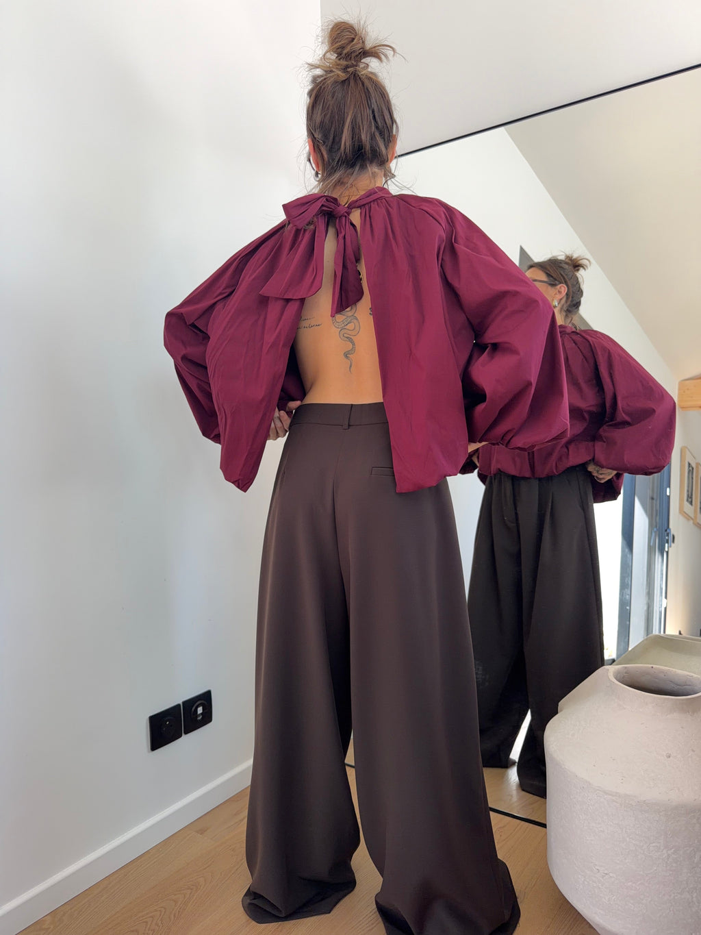 Blouse dos nu - bordeaux