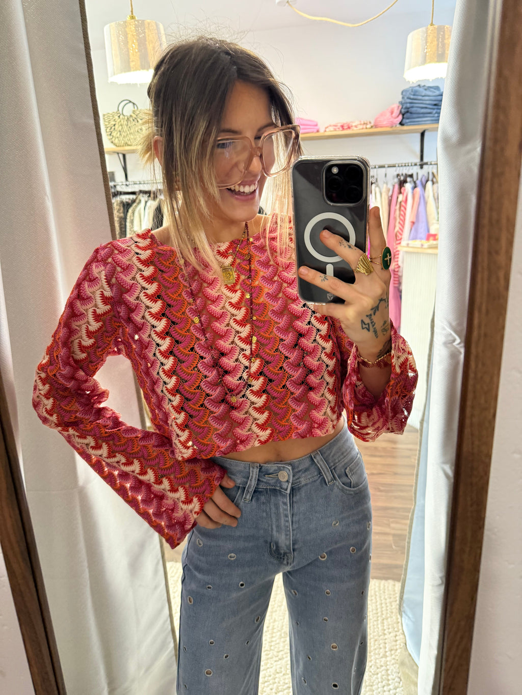 Haut en crochet - summer rosy