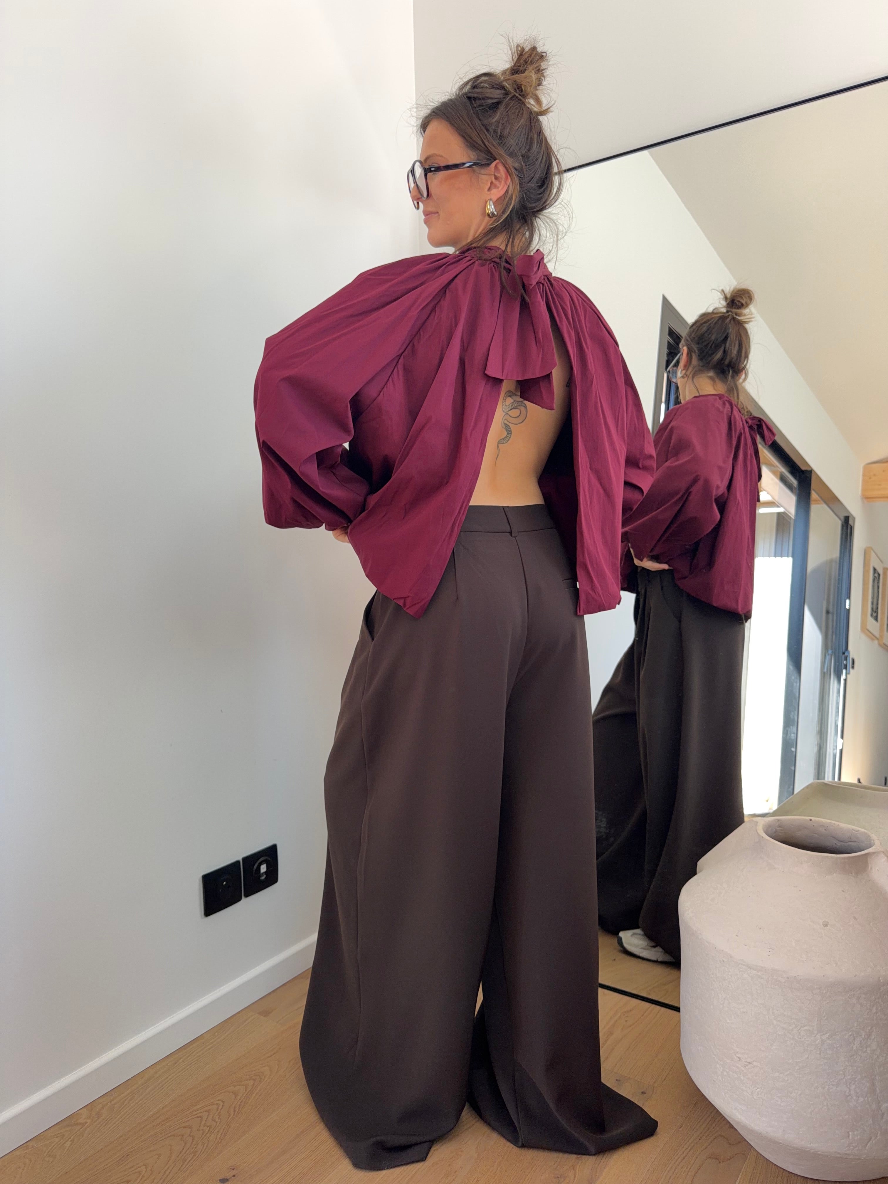 Blouse dos nu - bordeaux