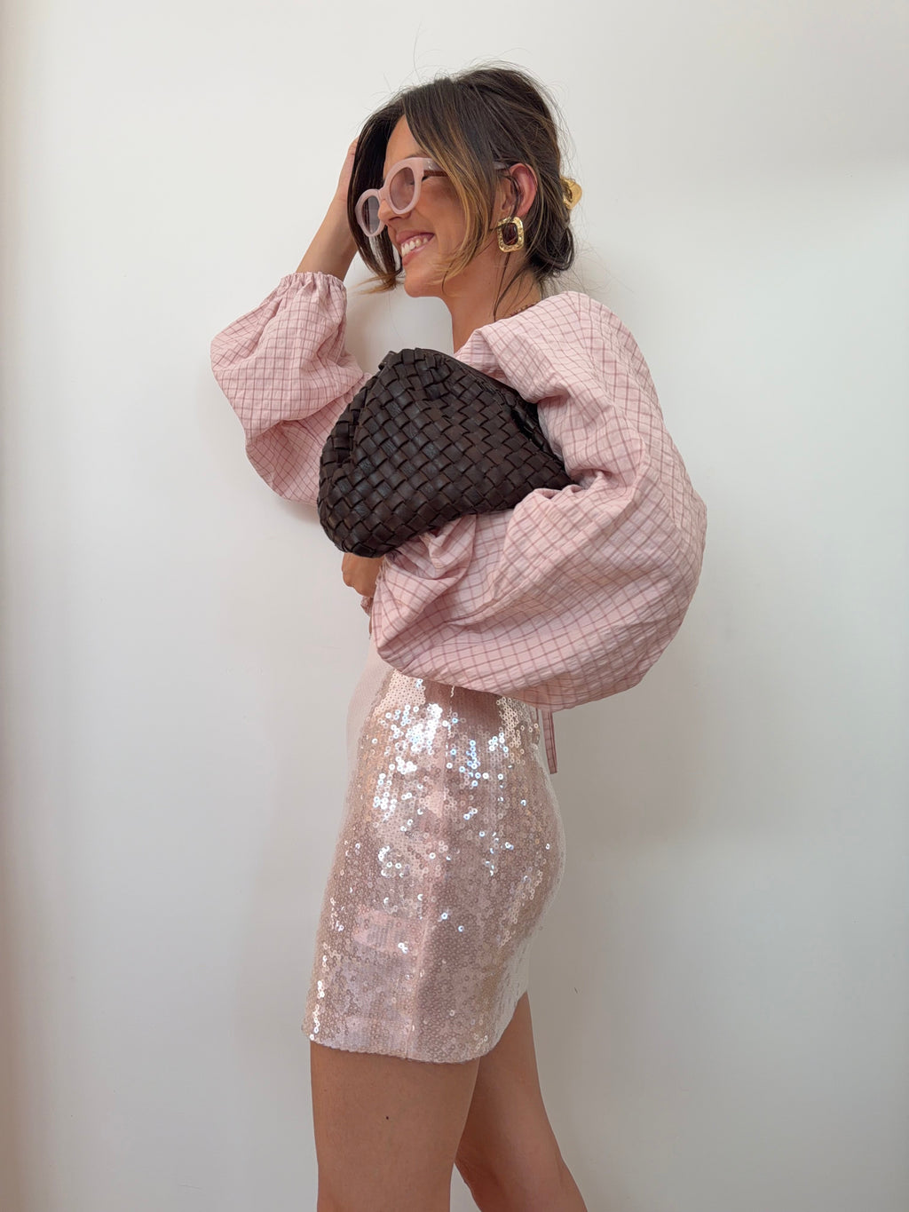 Jupe à sequins - rose pale