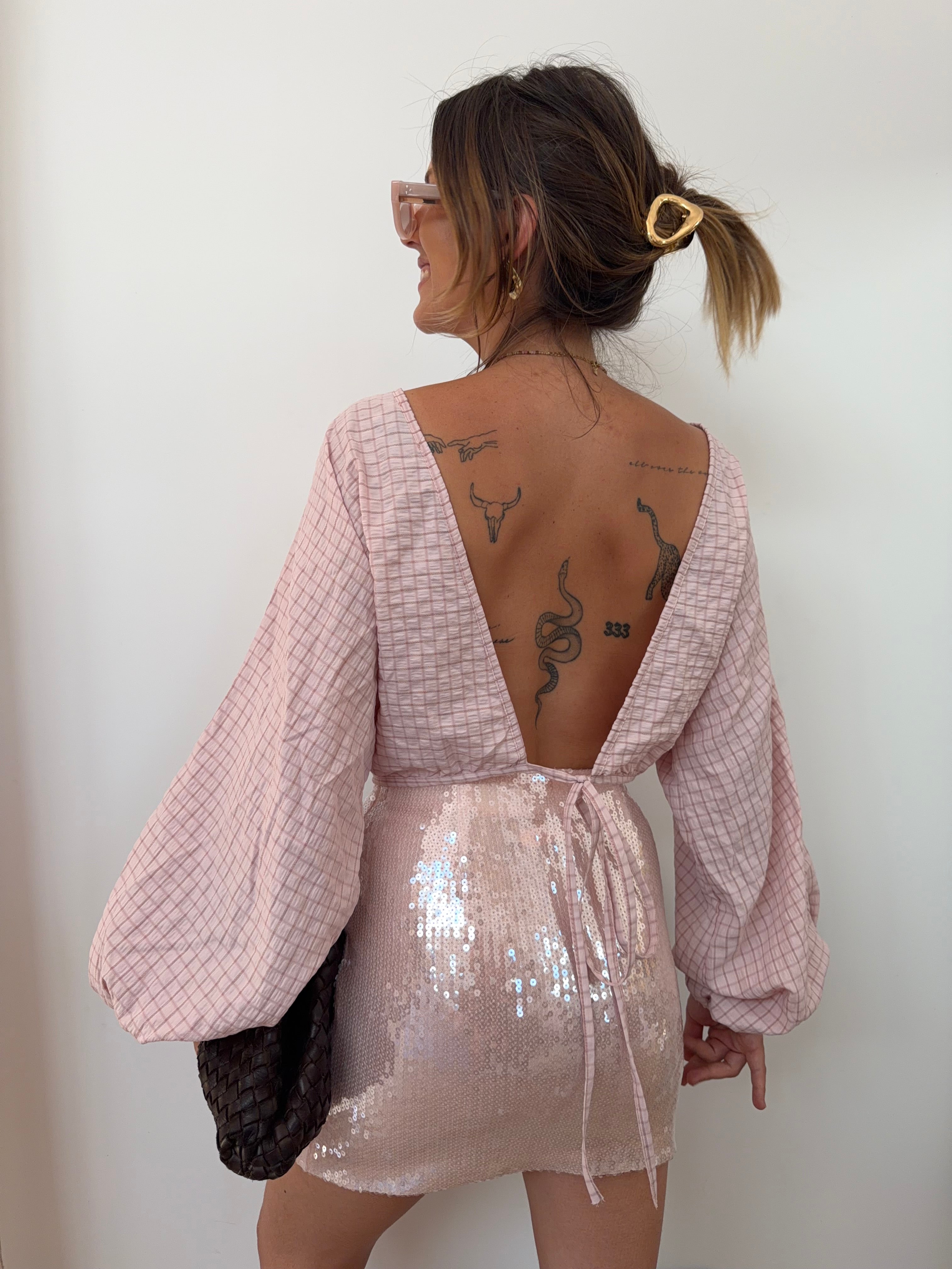 Jupe à sequins - rose pale