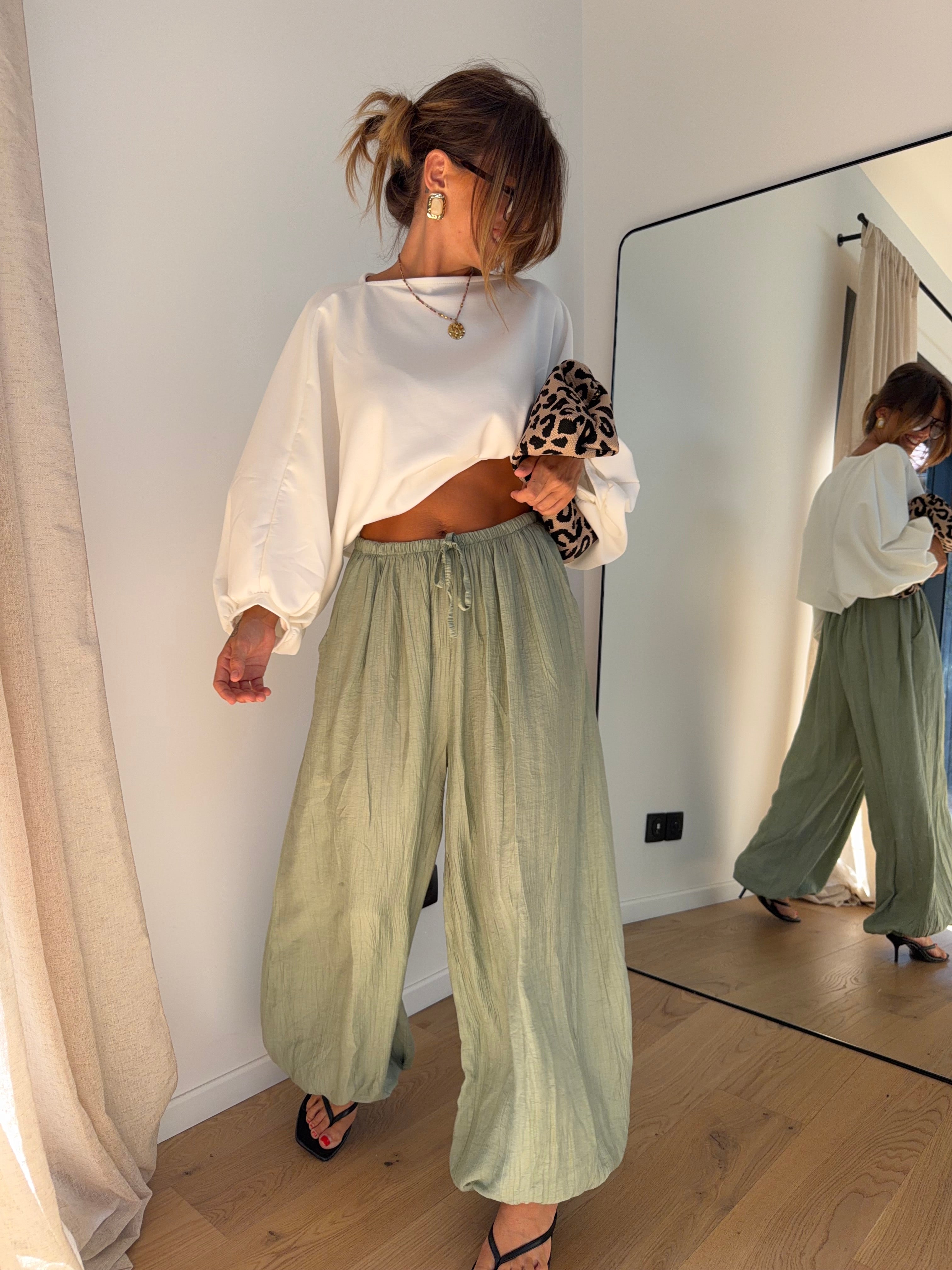 Pantalon en viscose - vert d'eau