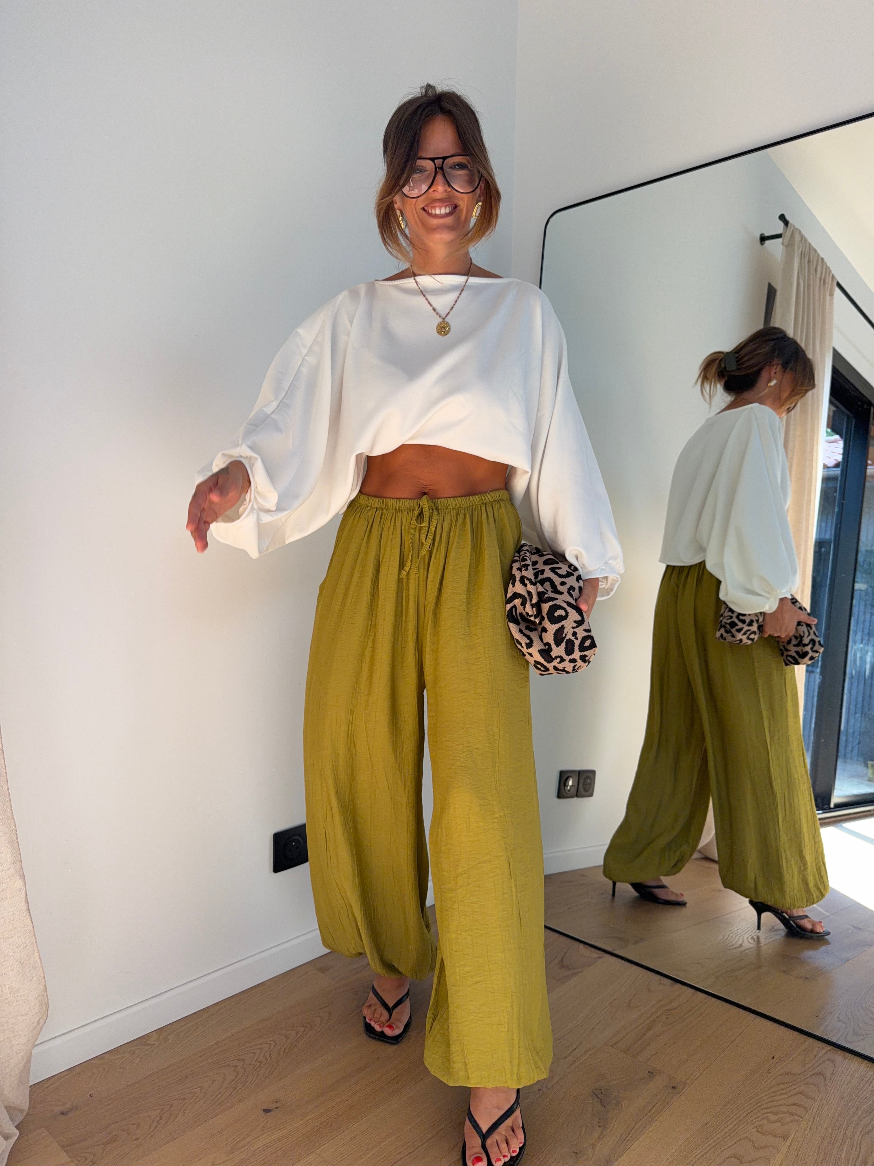 Pantalon en viscose - vert anis