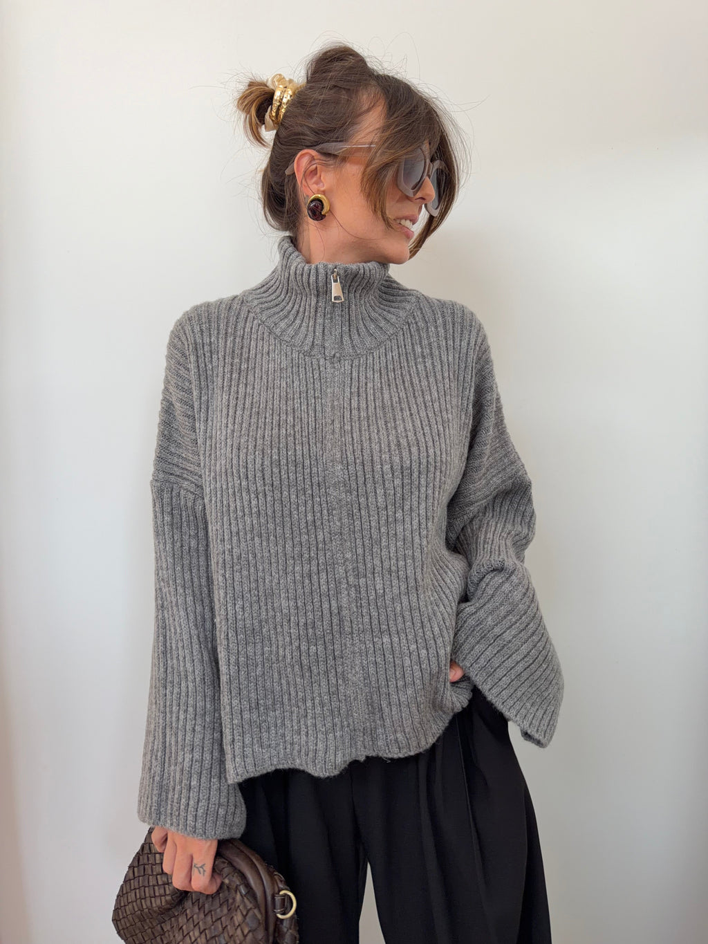 Veste cotelée - grise