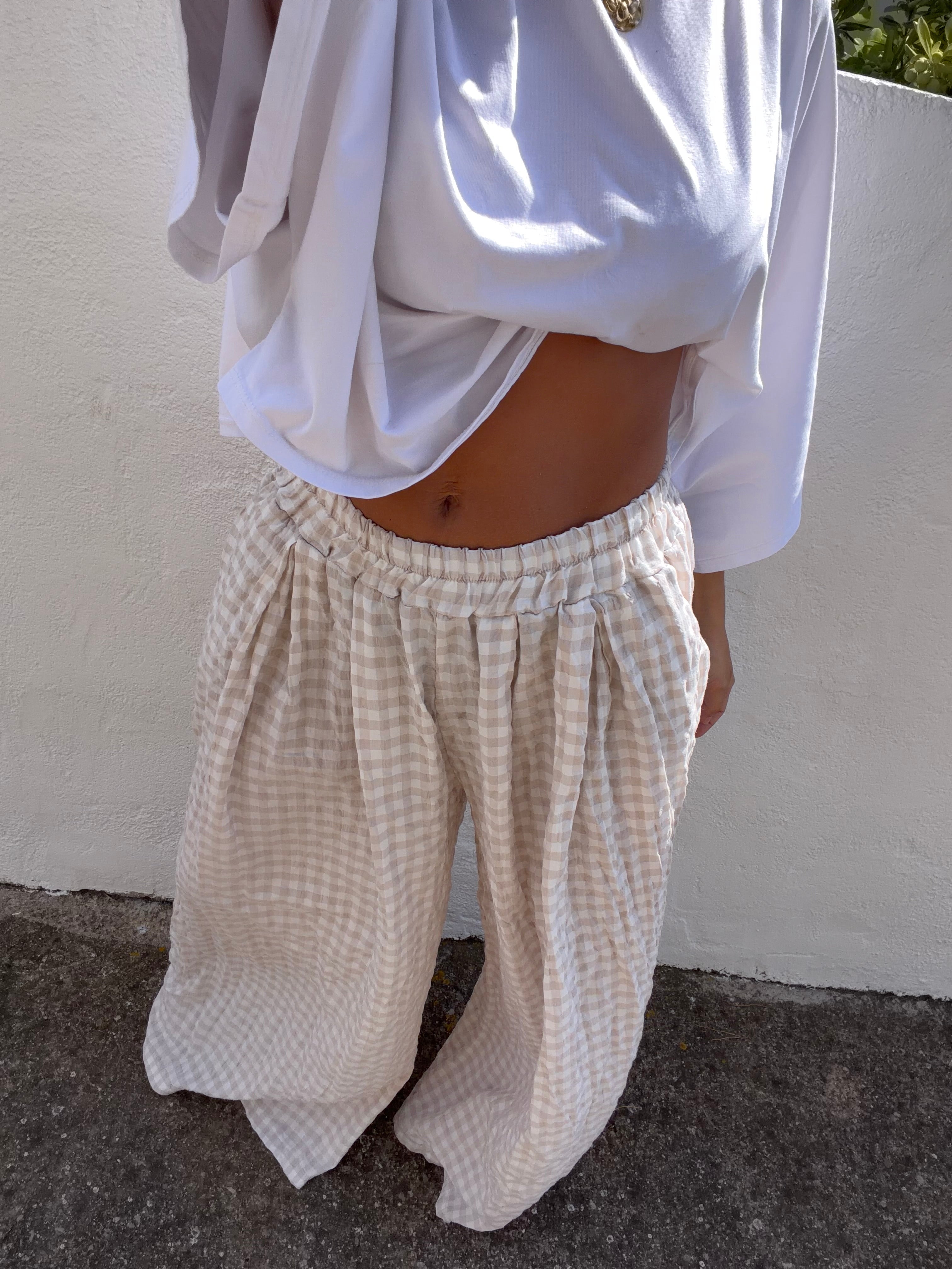Pantalon à carreaux - beige clair