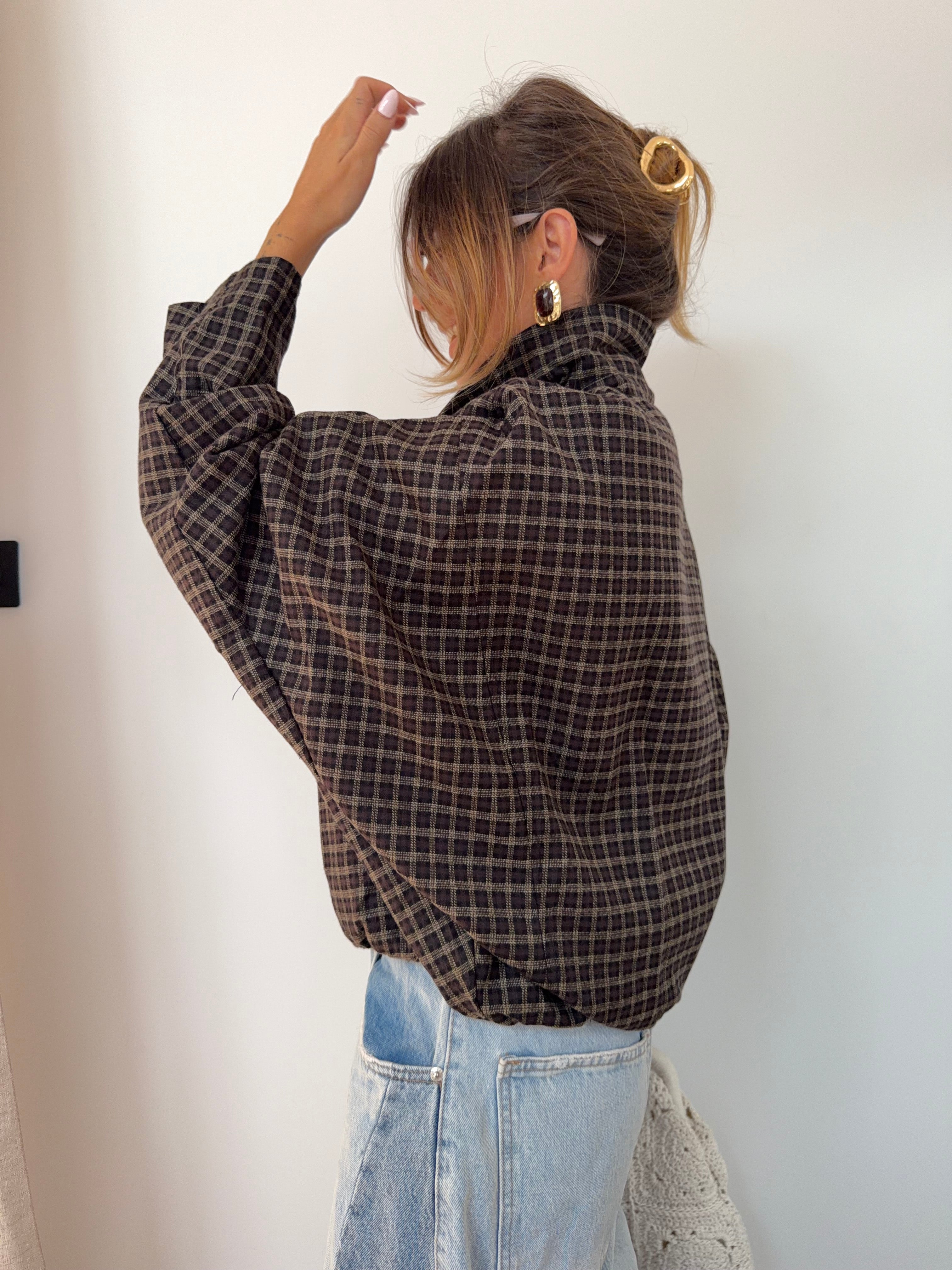 Veste à carreaux - marron et beige