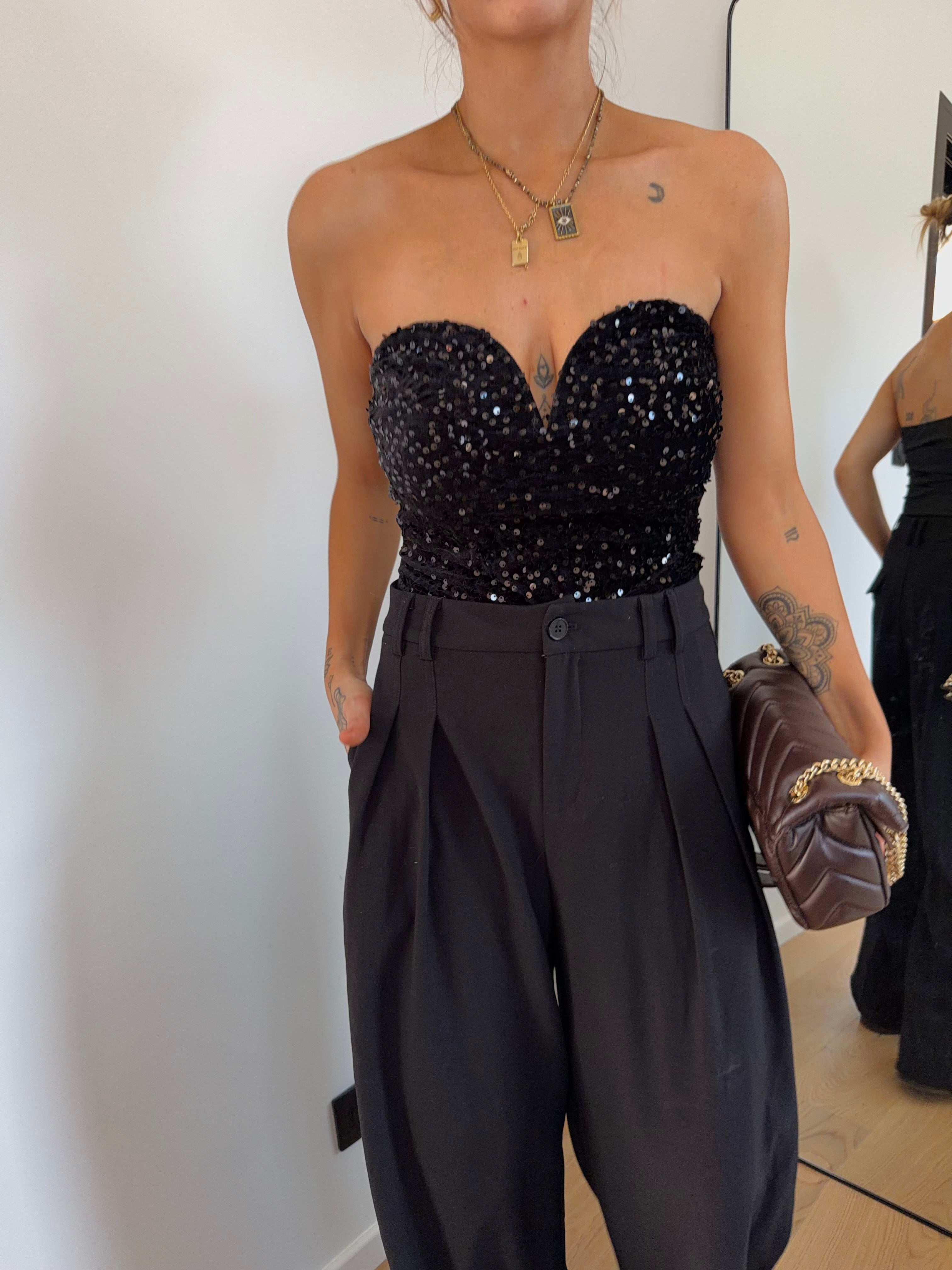 Bustier à paillettes - noir