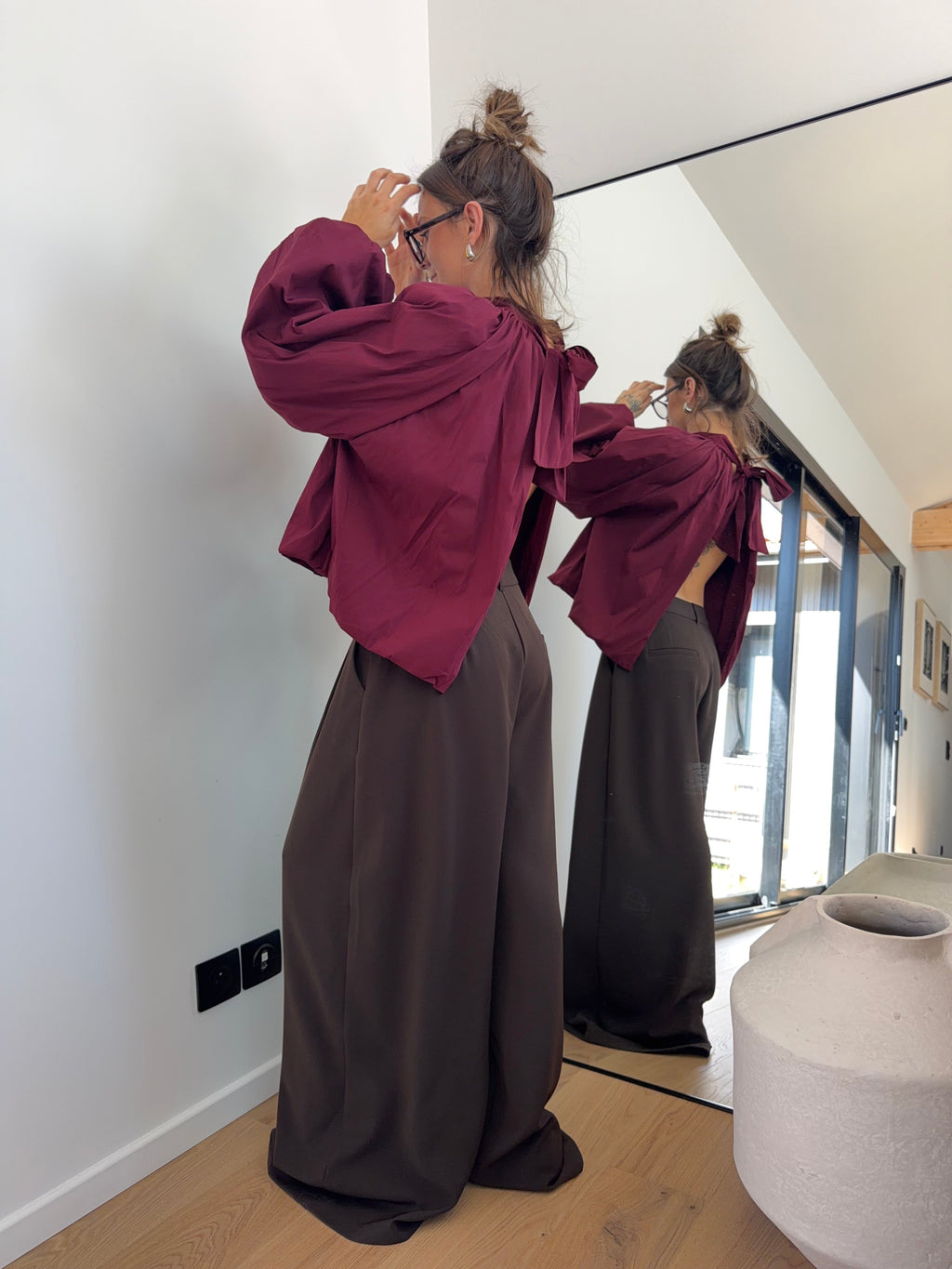 Blouse dos nu - bordeaux