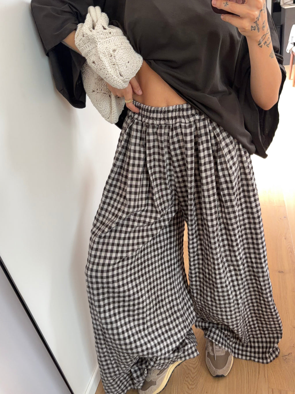 Pantalon à carreaux - chocolat