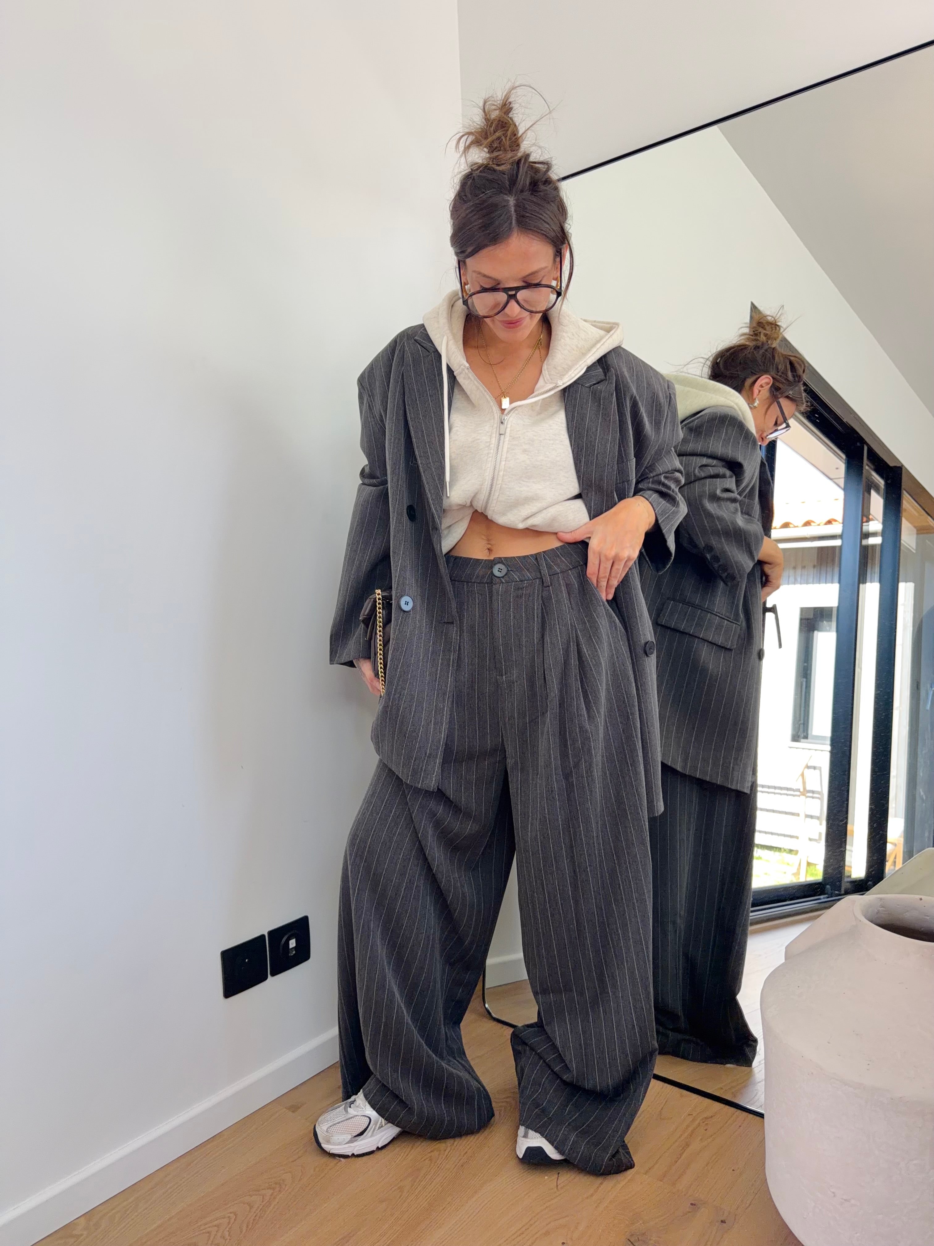 Pantalon à rayures - gris