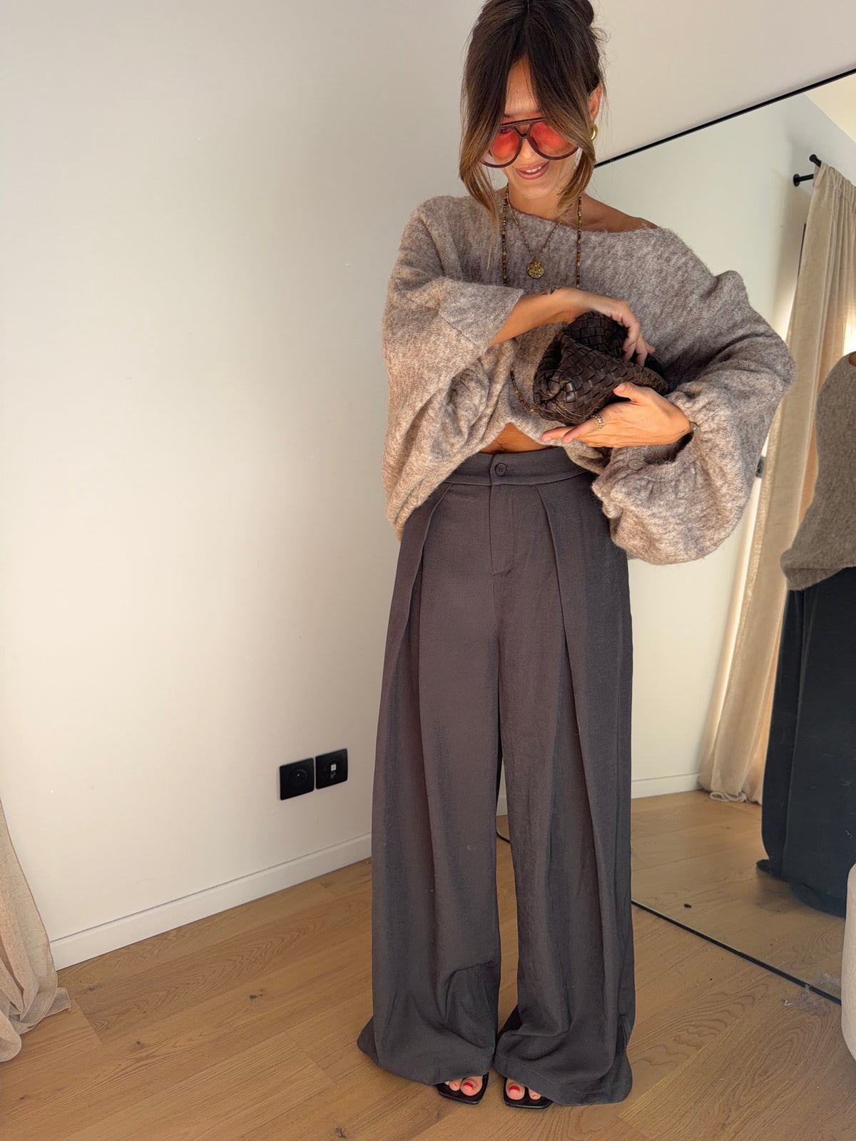 Pantalon droit - gris