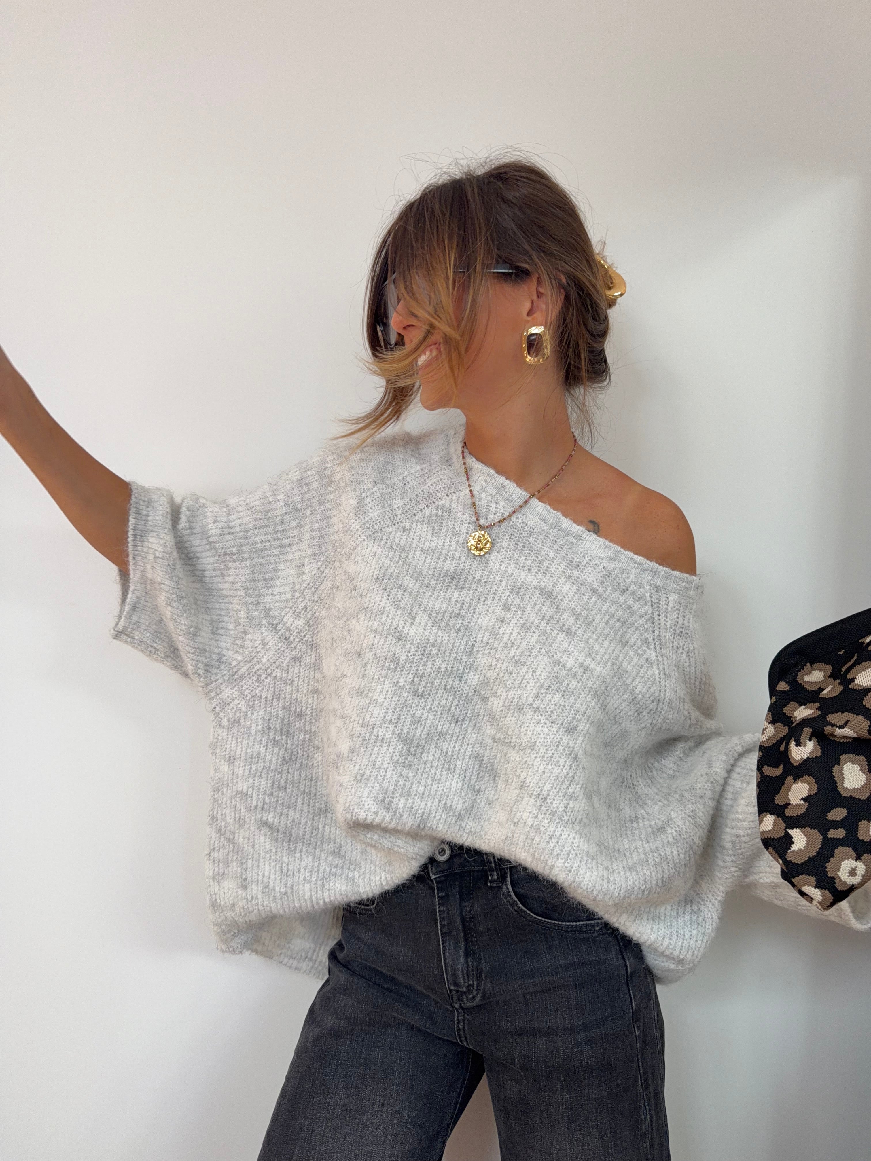 Pull manches 3/4 - gris