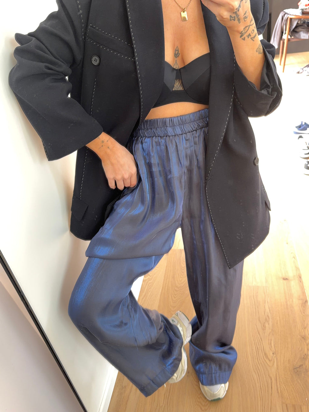 Pantalon satiné - bleu