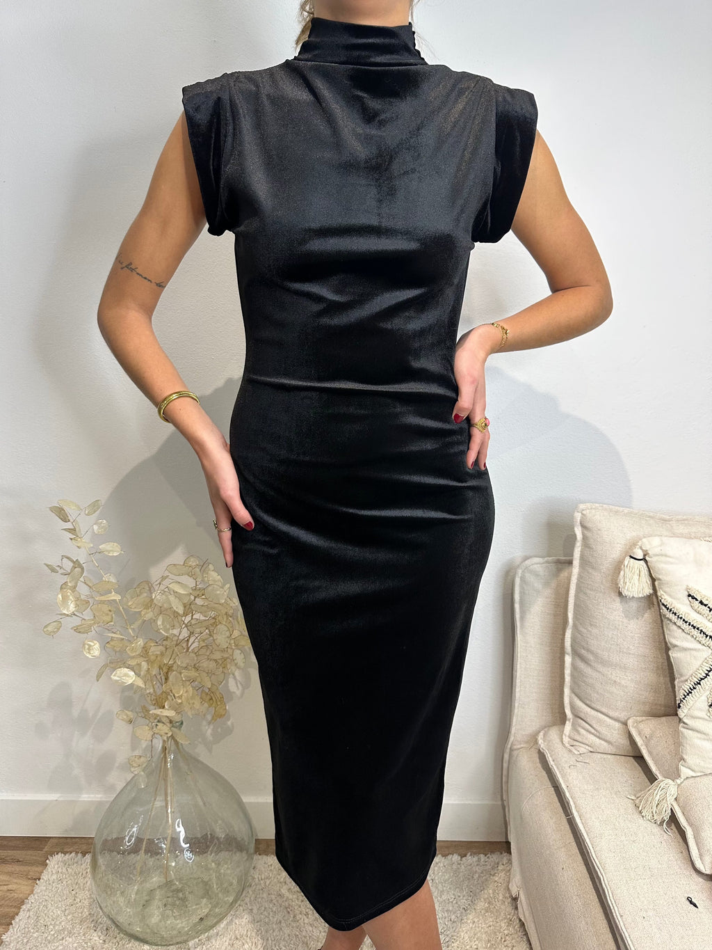 ROBE VELOUR - NOIR
