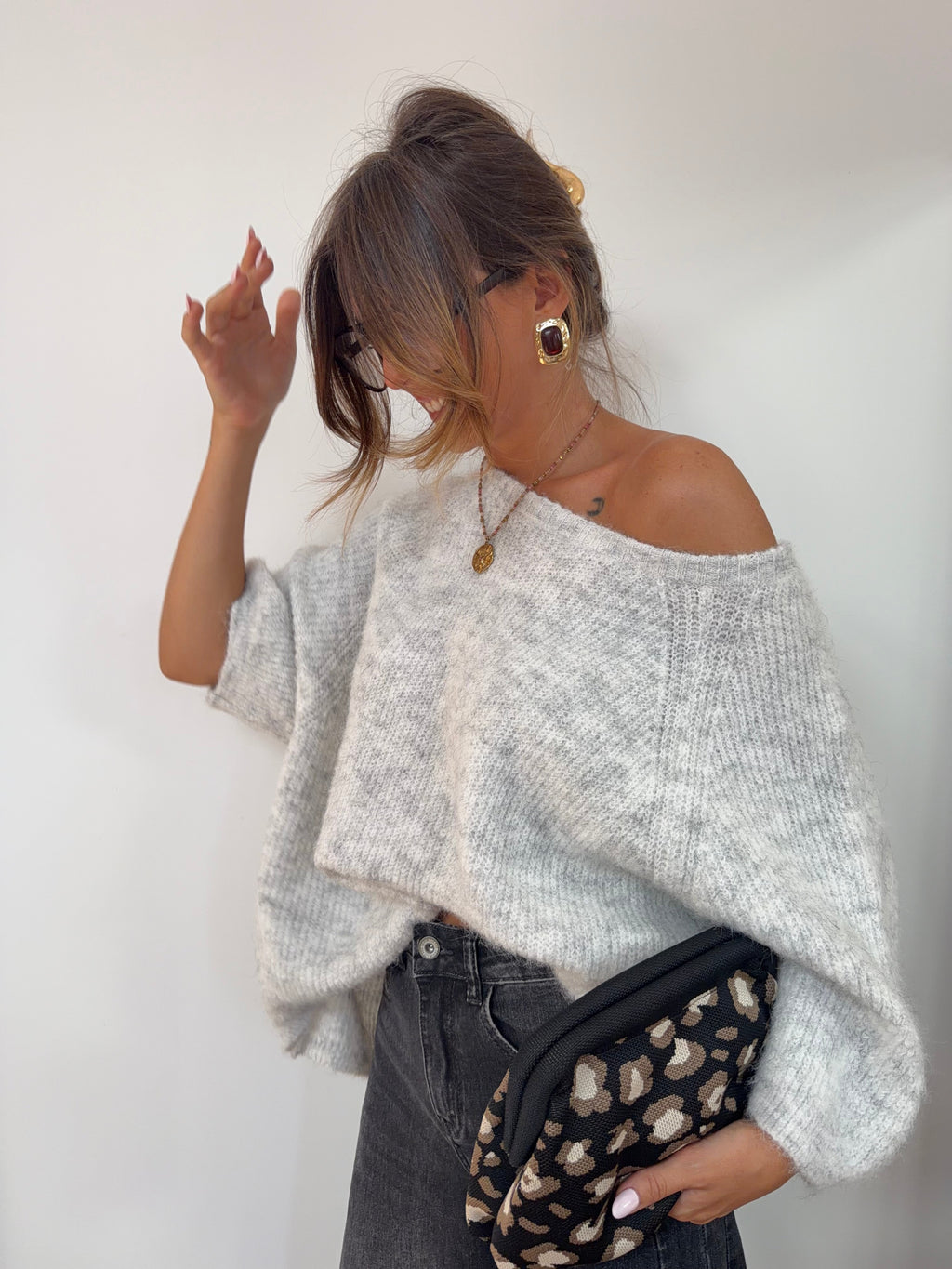 Pull manches 3/4 - gris