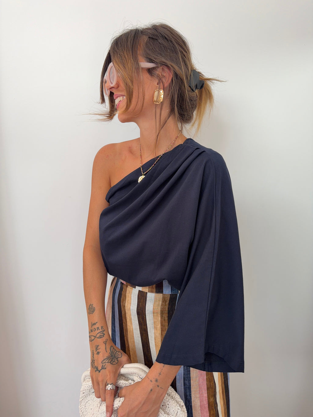 T-shirt asymétrique - bleu marine