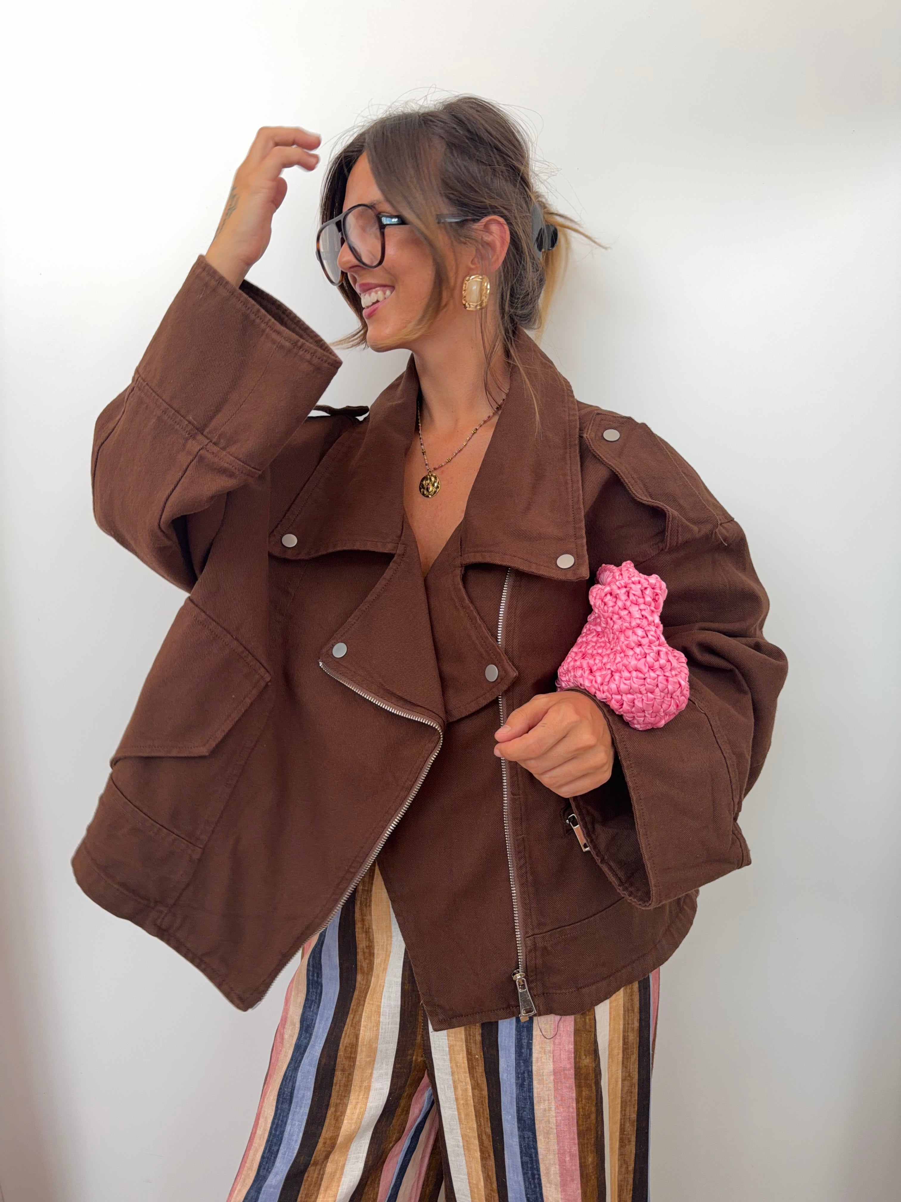 Veste en jean oversize - marron