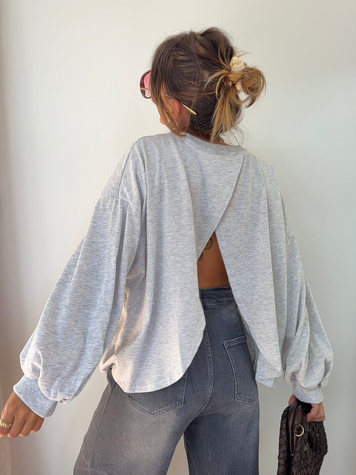 T-shirt long Mia - gris chiné