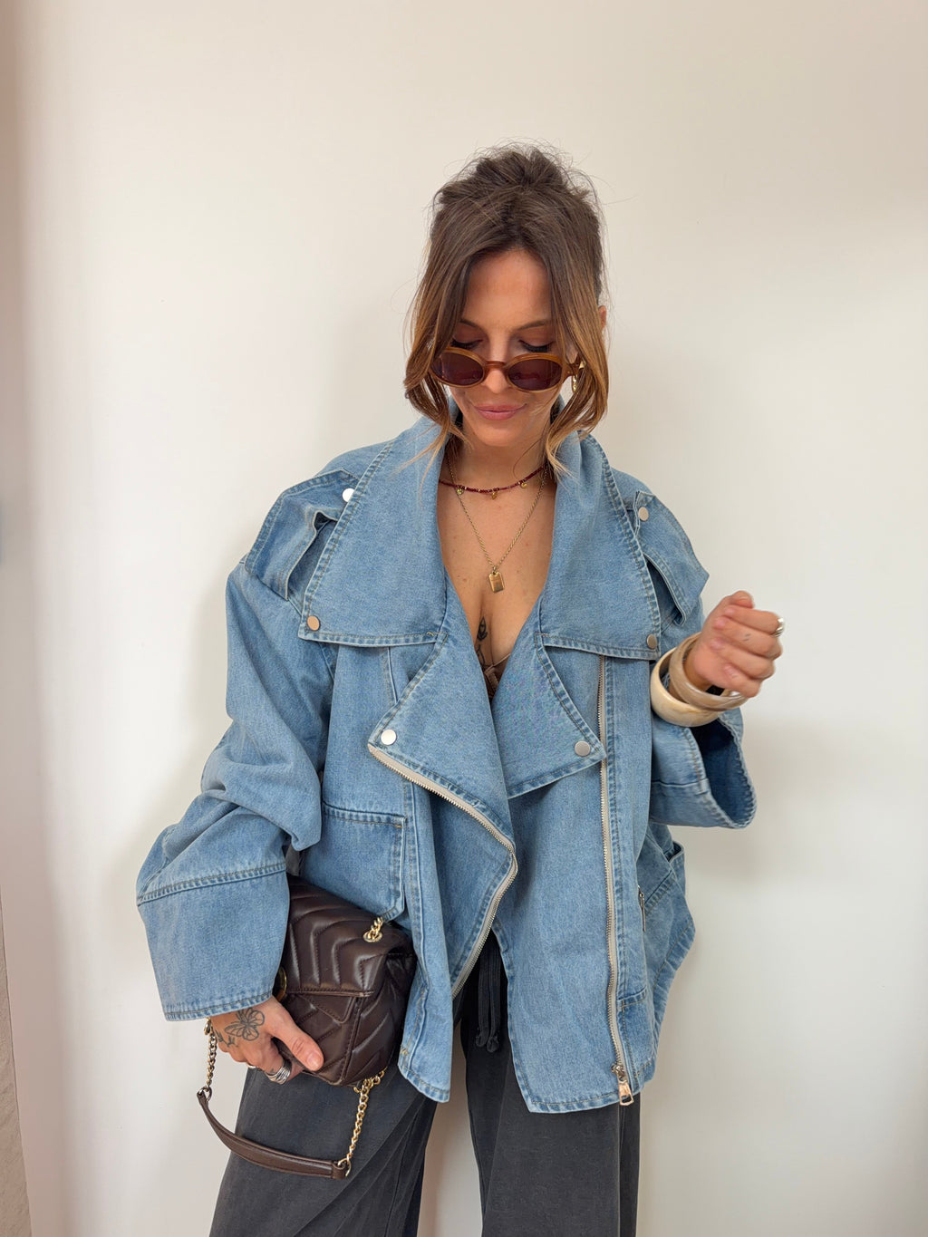 Veste en jean oversize - bleu clair