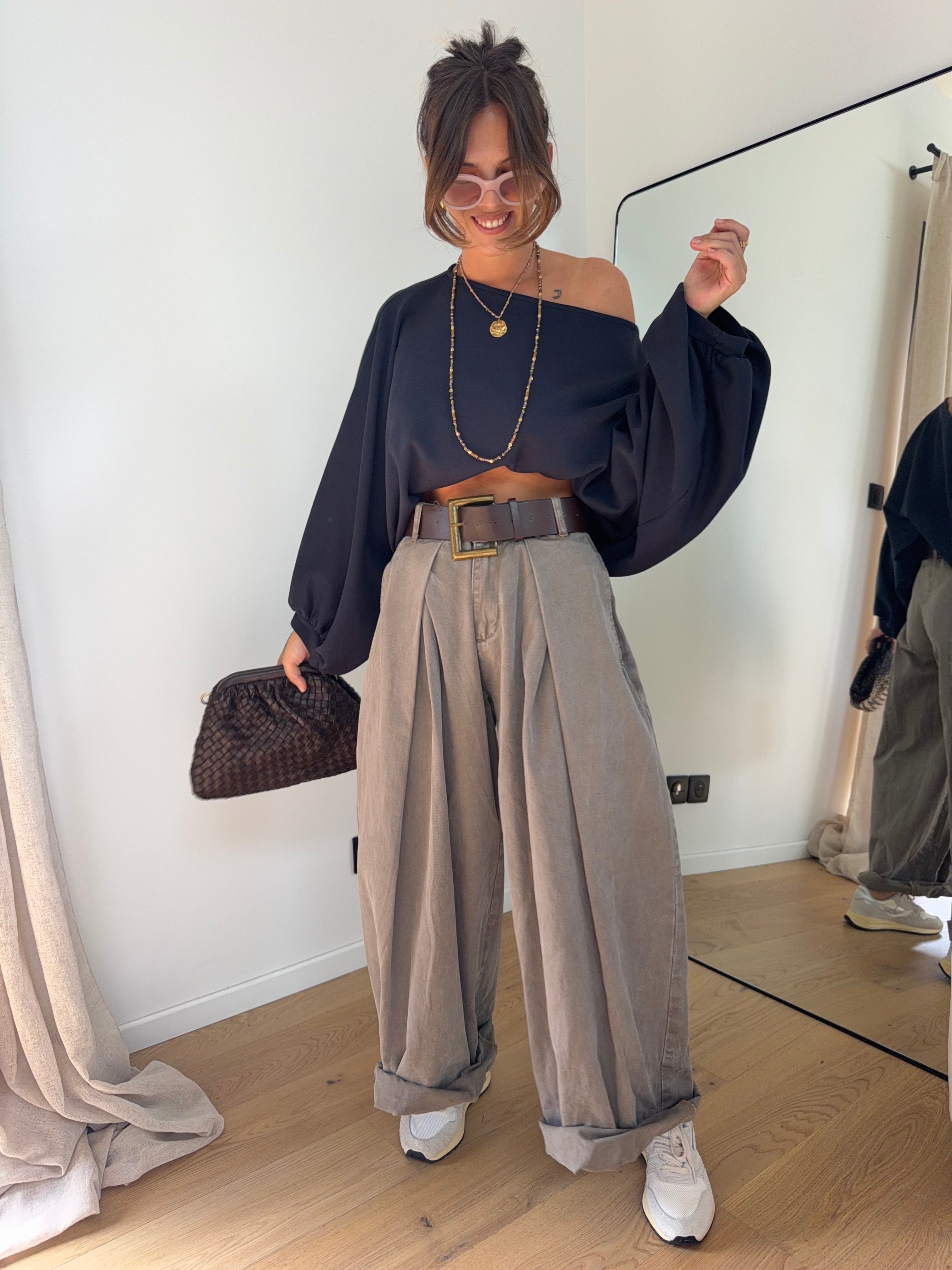 Pantalon & ceinture Brune - taupe (en pré-commande)