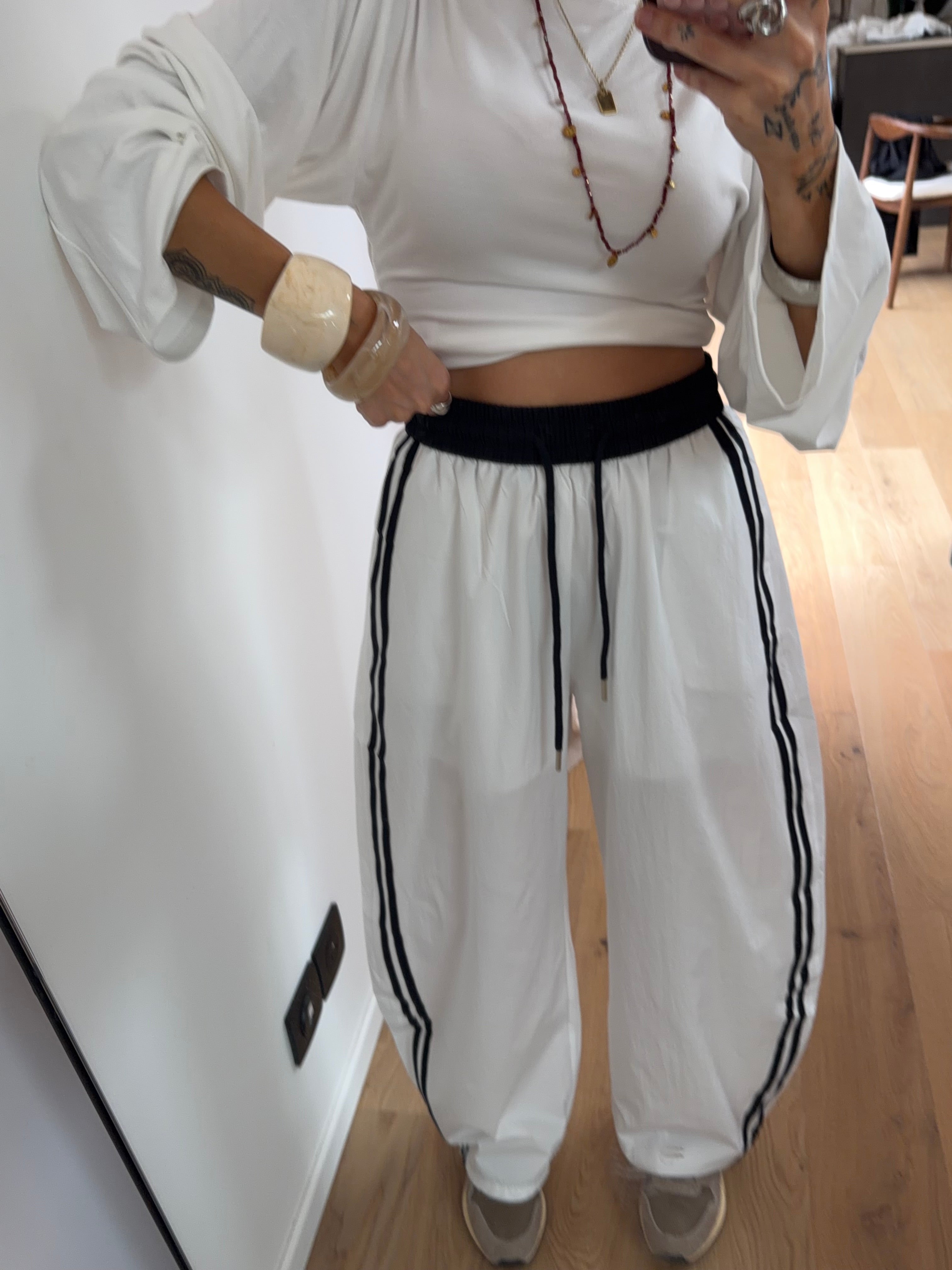 Pantalon à bandes - blanc et bleu