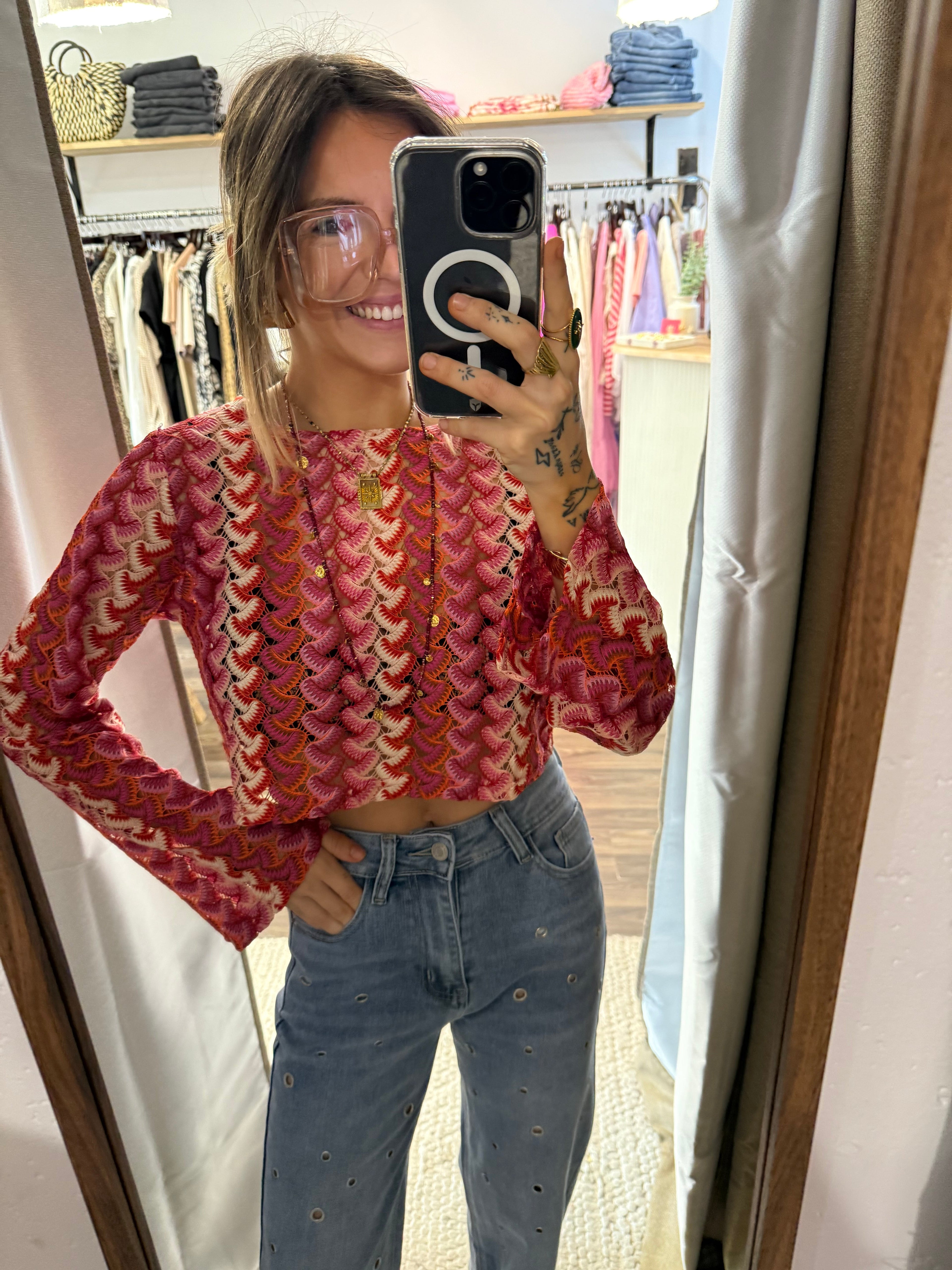 Haut en crochet - summer rosy