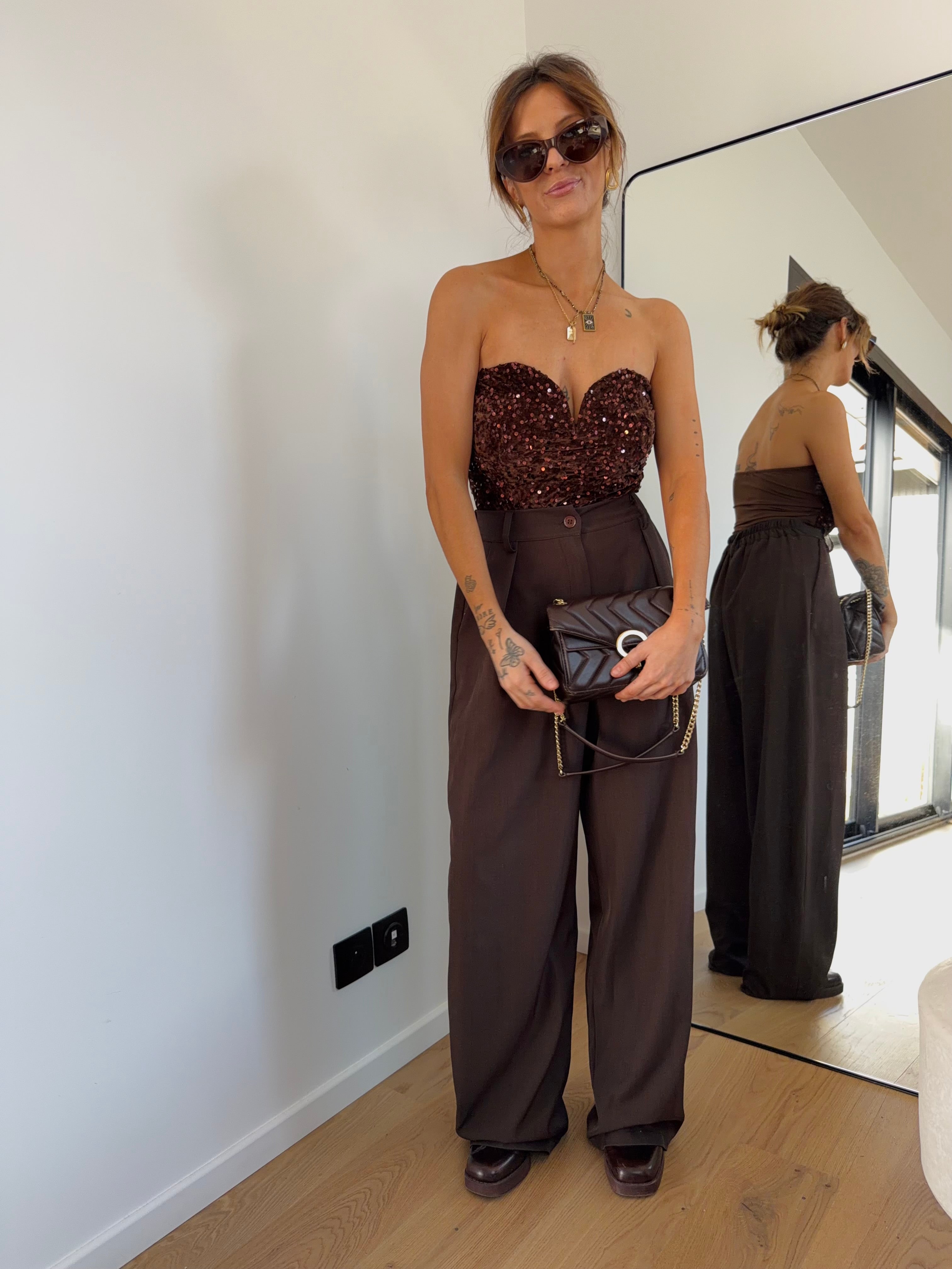 Body à sequins - marron