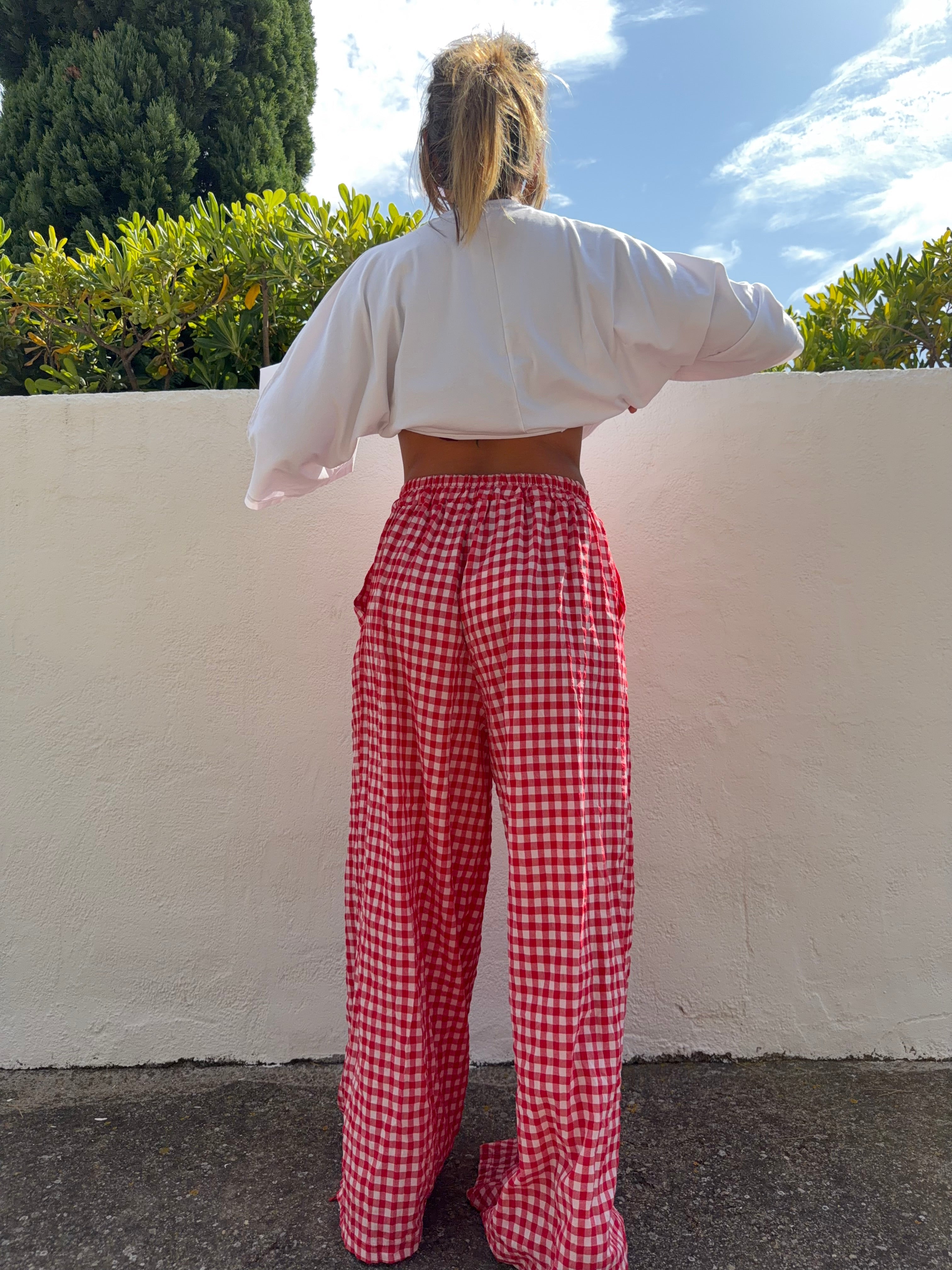 Pantalon à carreaux - rouge