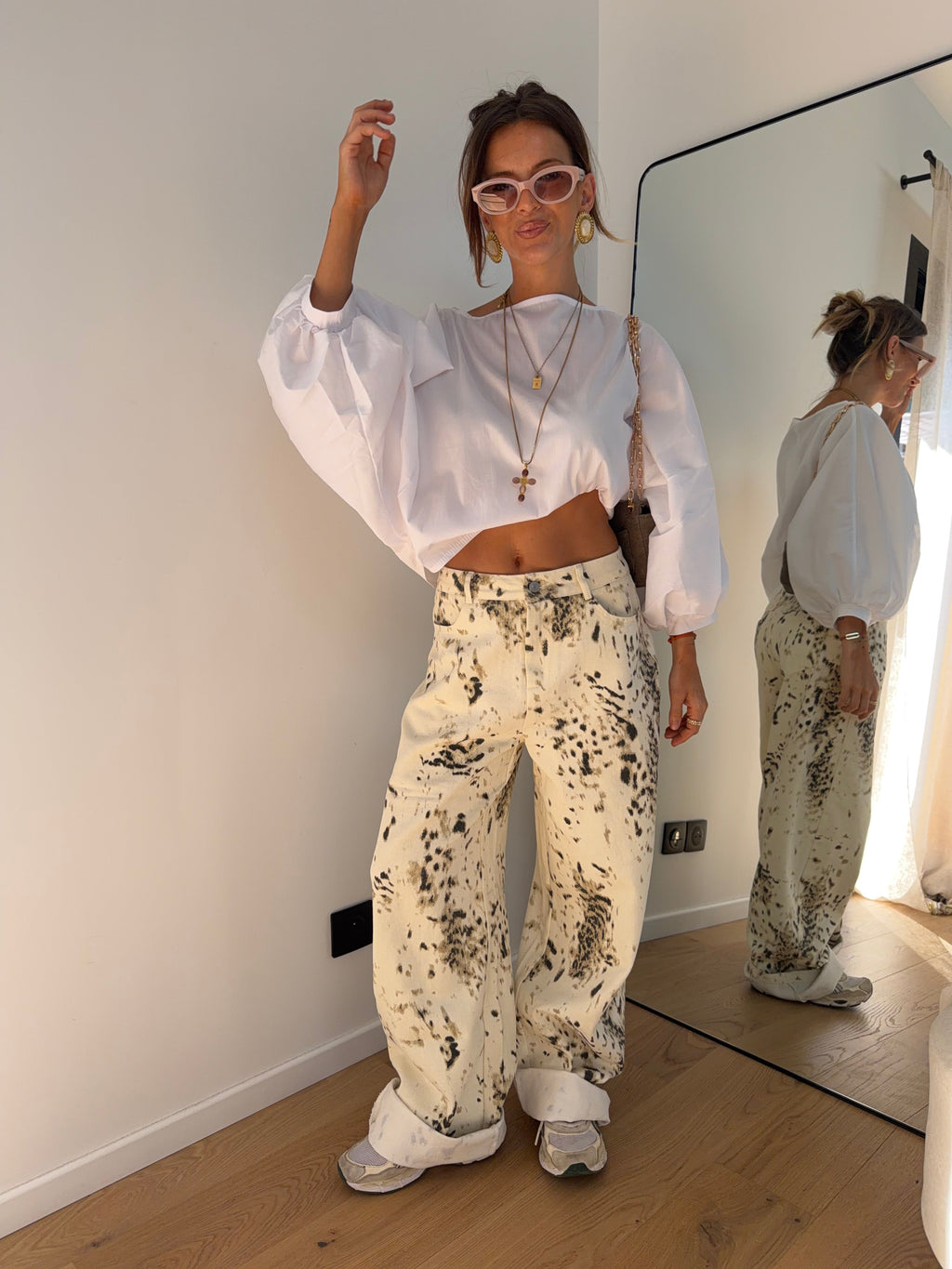 Jeans à motifs Lou - beige