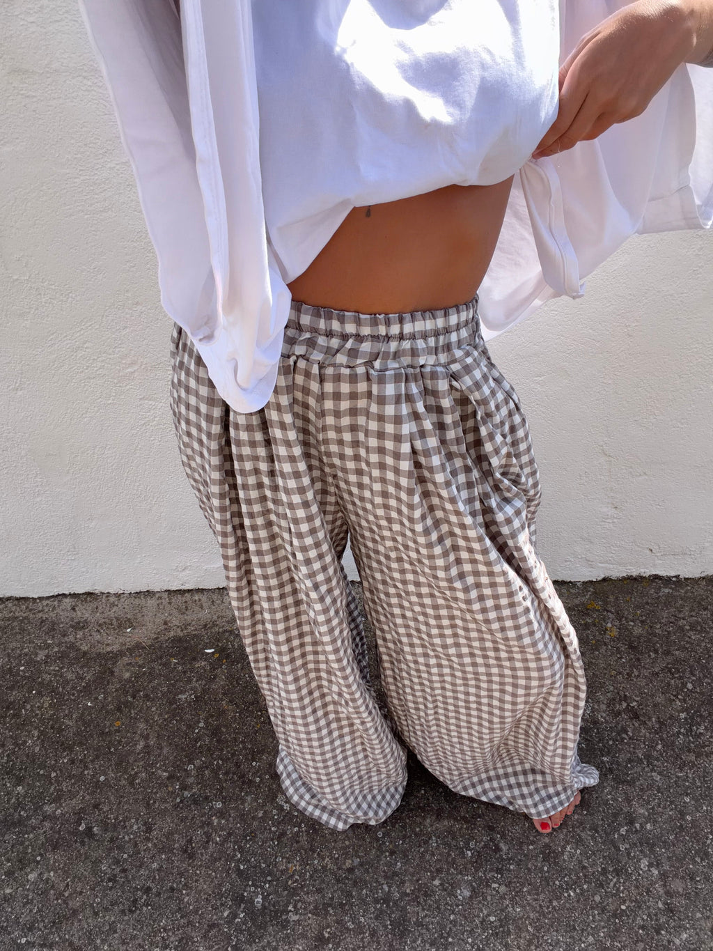 Pantalon à carreaux - taupe