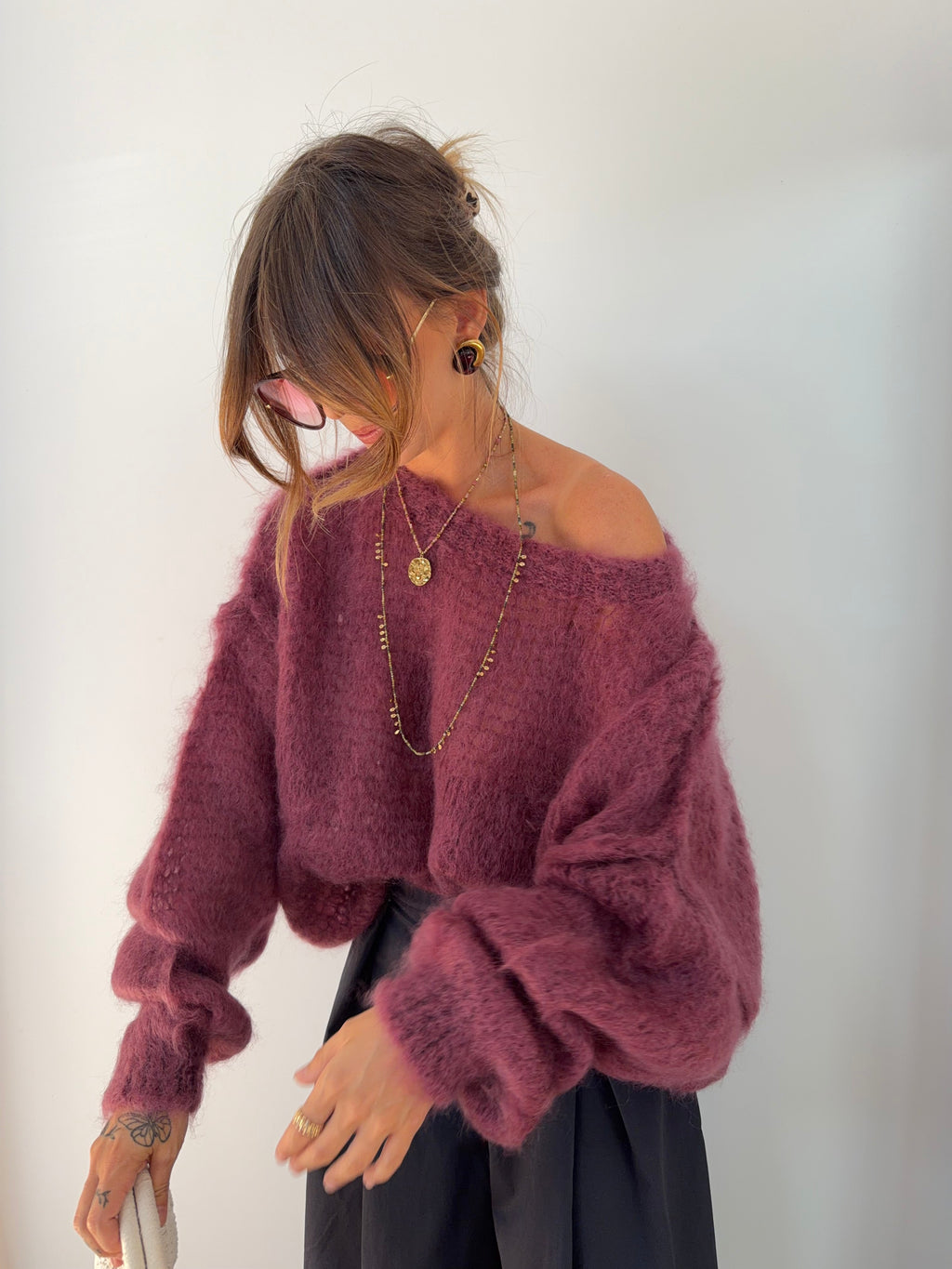 Pull 80% Mohair - vino (pré commande)