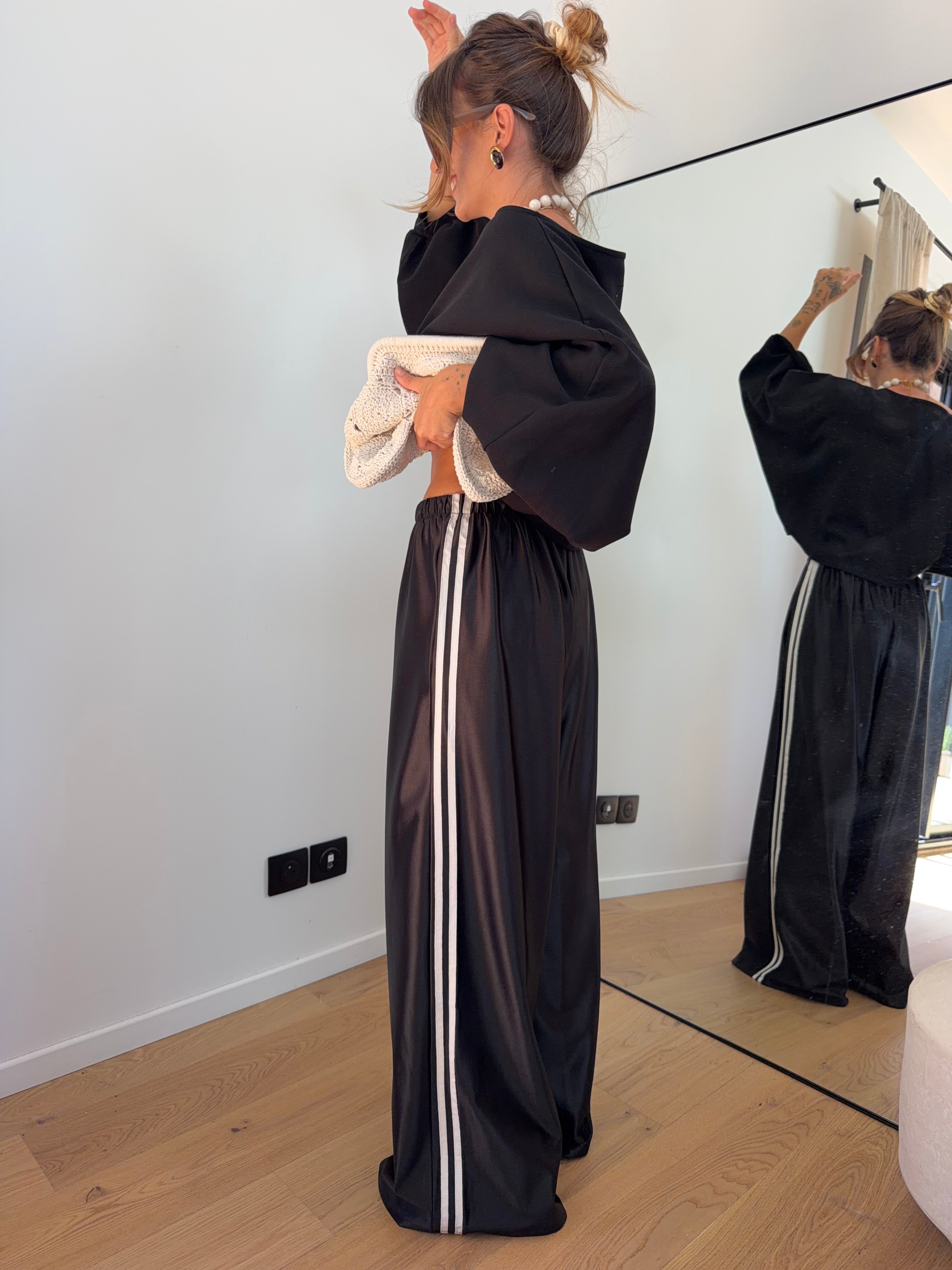Pantalon à bandes métallisé - noir