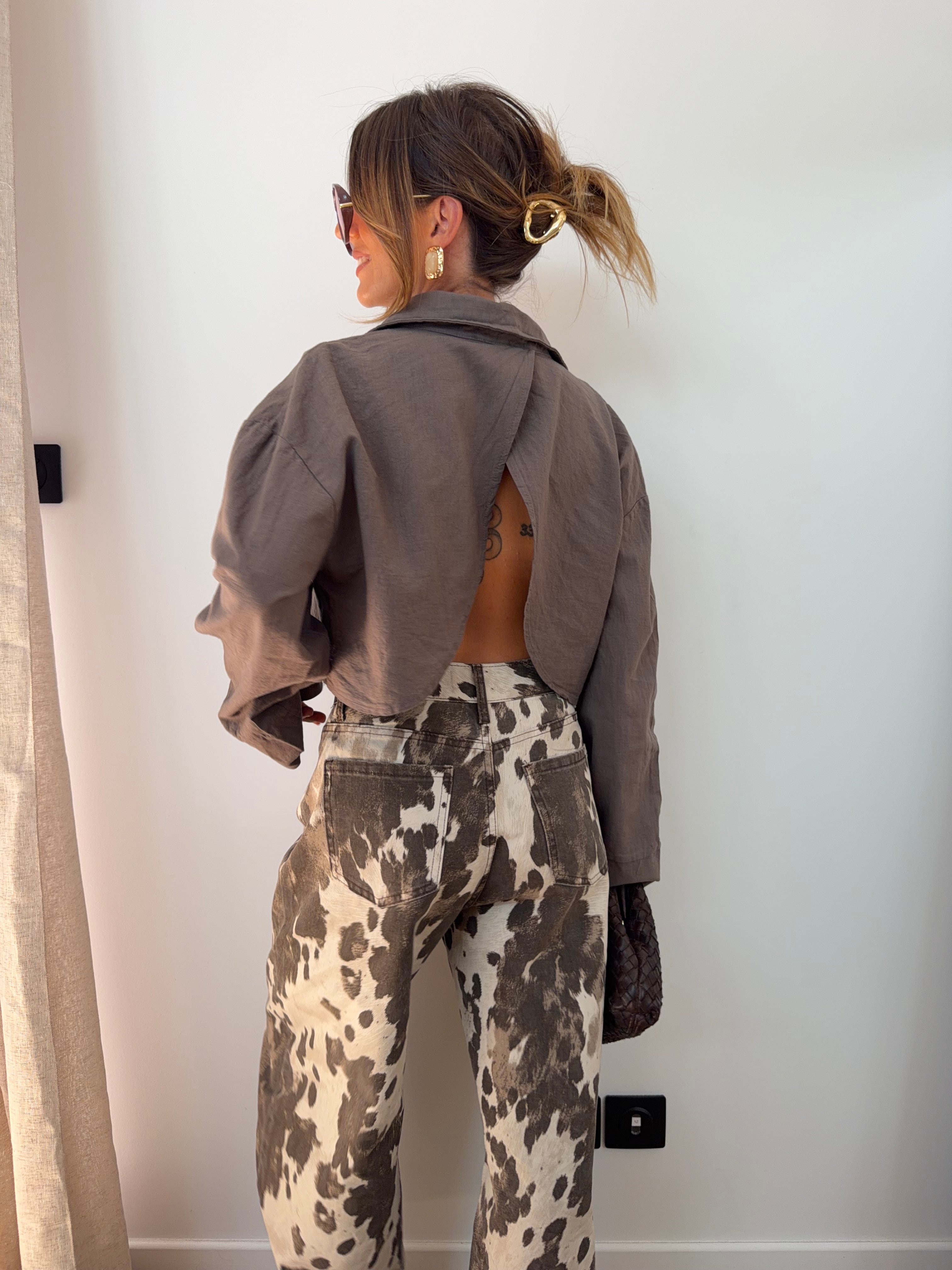 Chemise lin courte Lover's - taupe