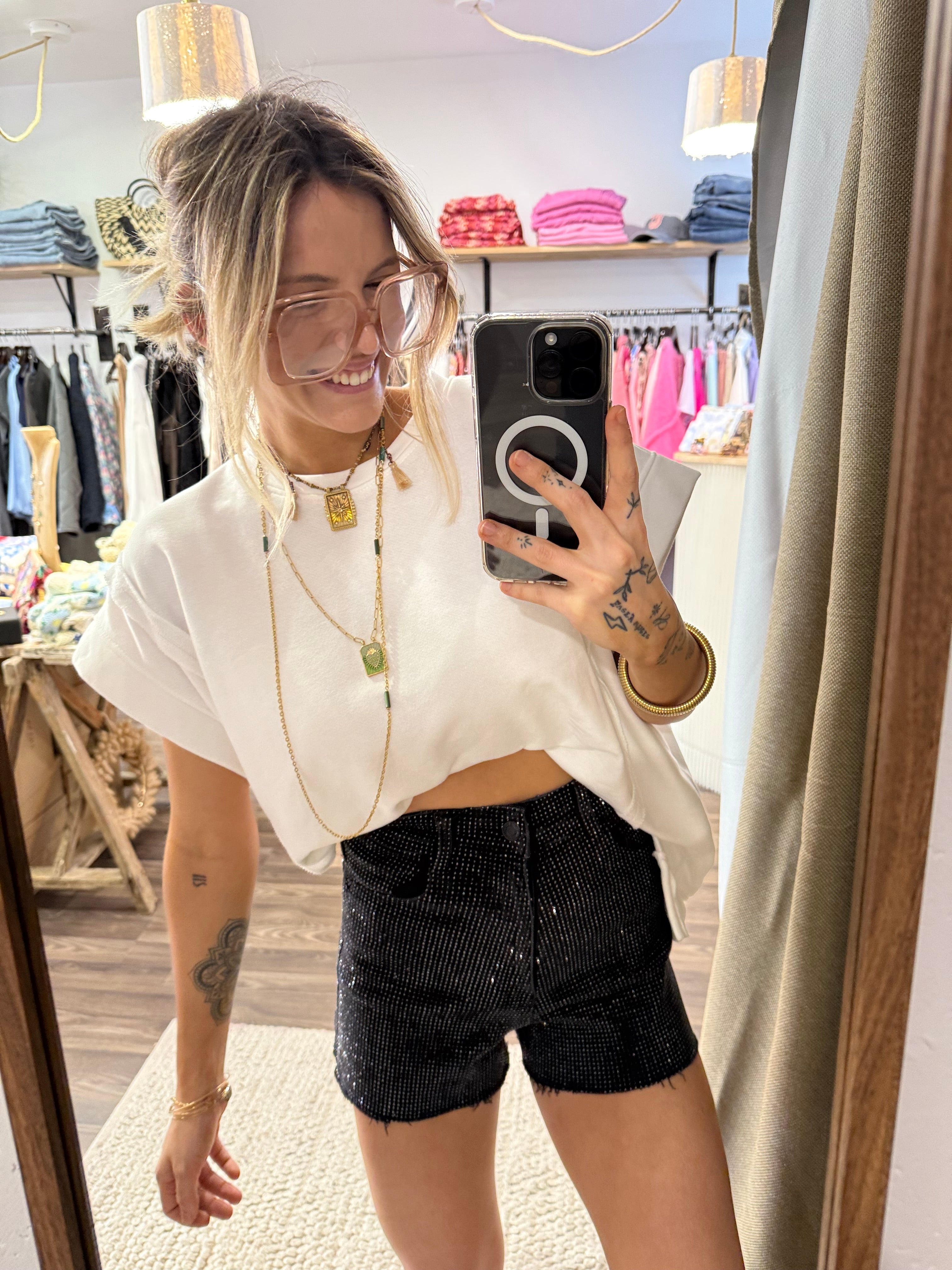 Short à strass - noir