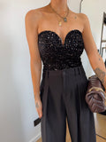 Bustier à paillettes - noir