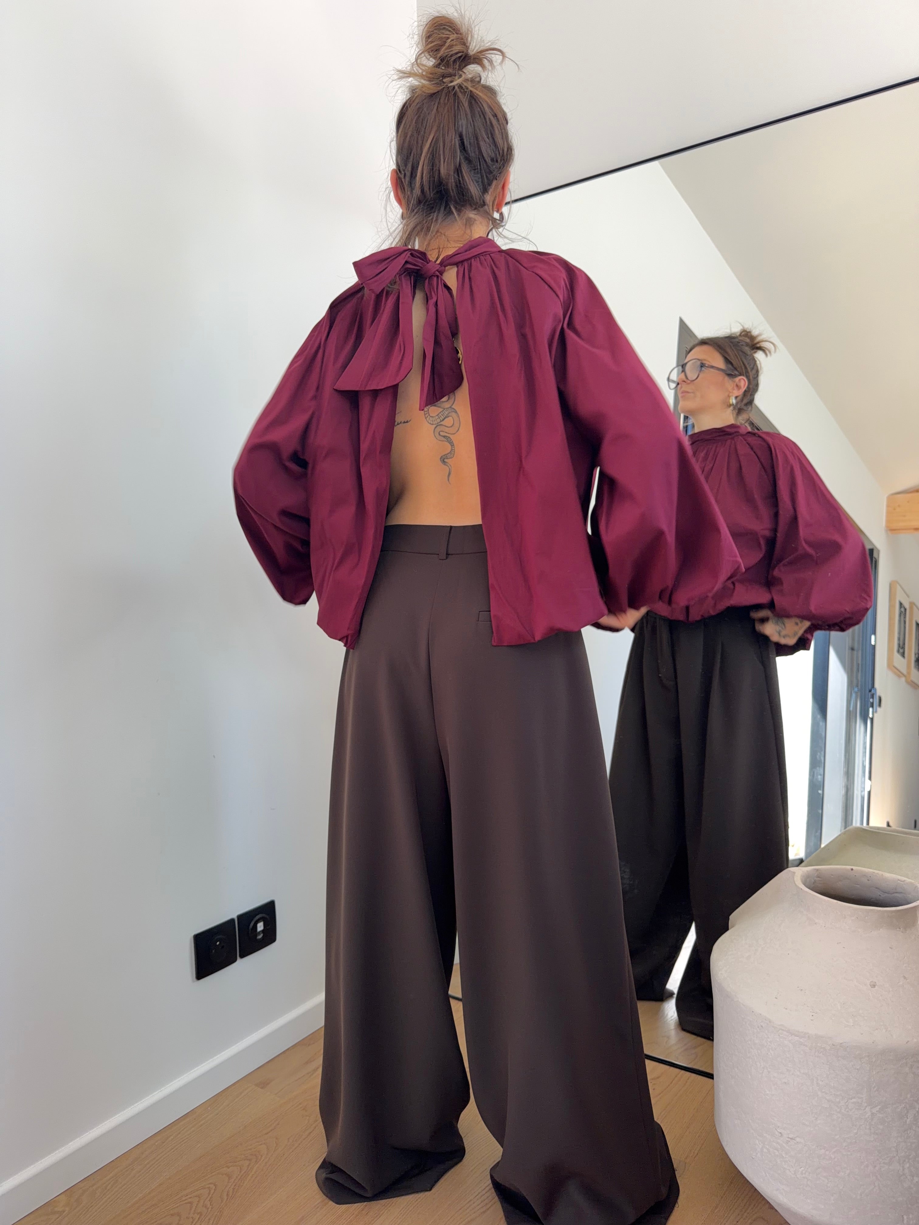 Blouse dos nu - bordeaux