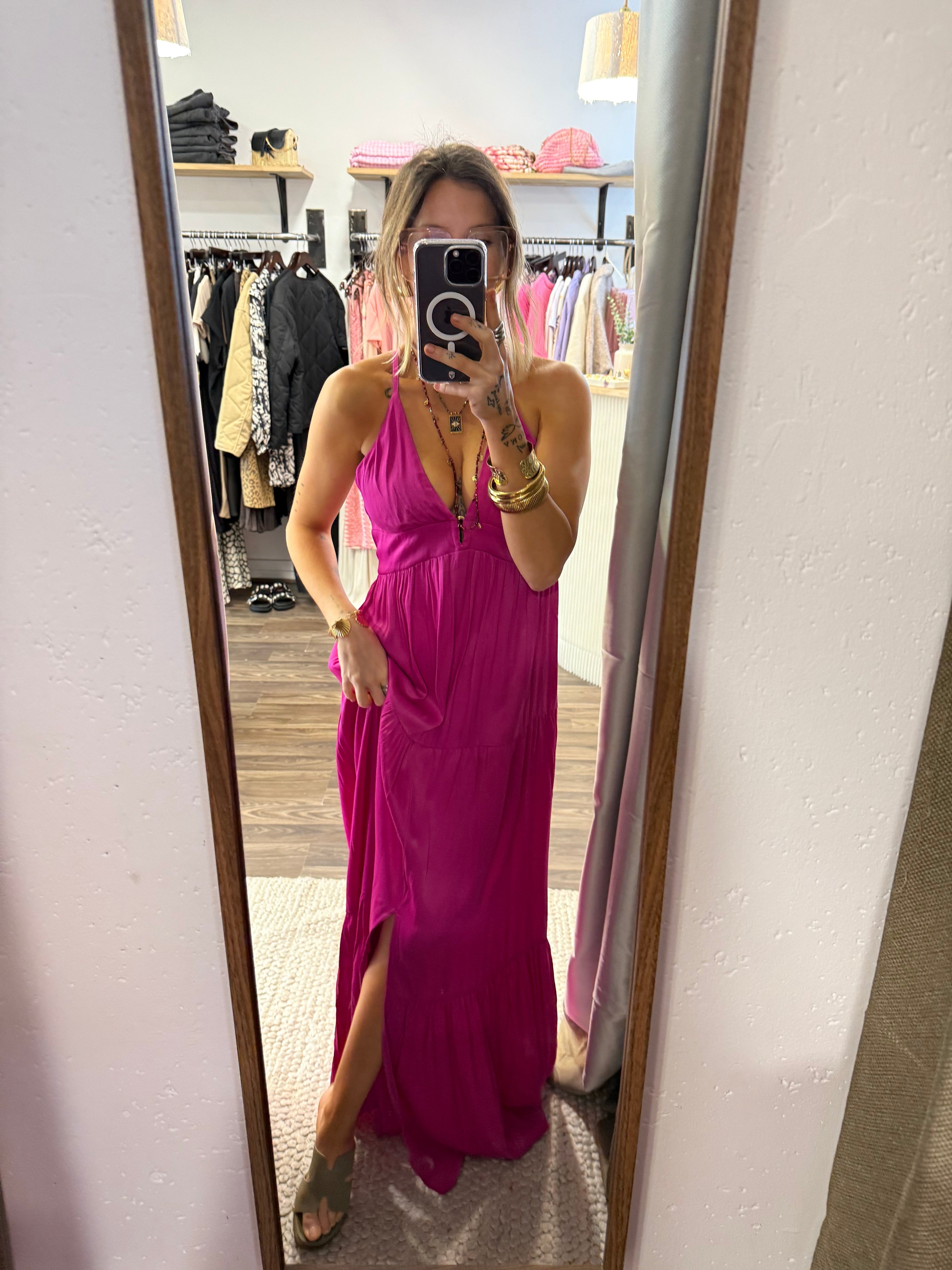 Robe dos nu - fuchsia