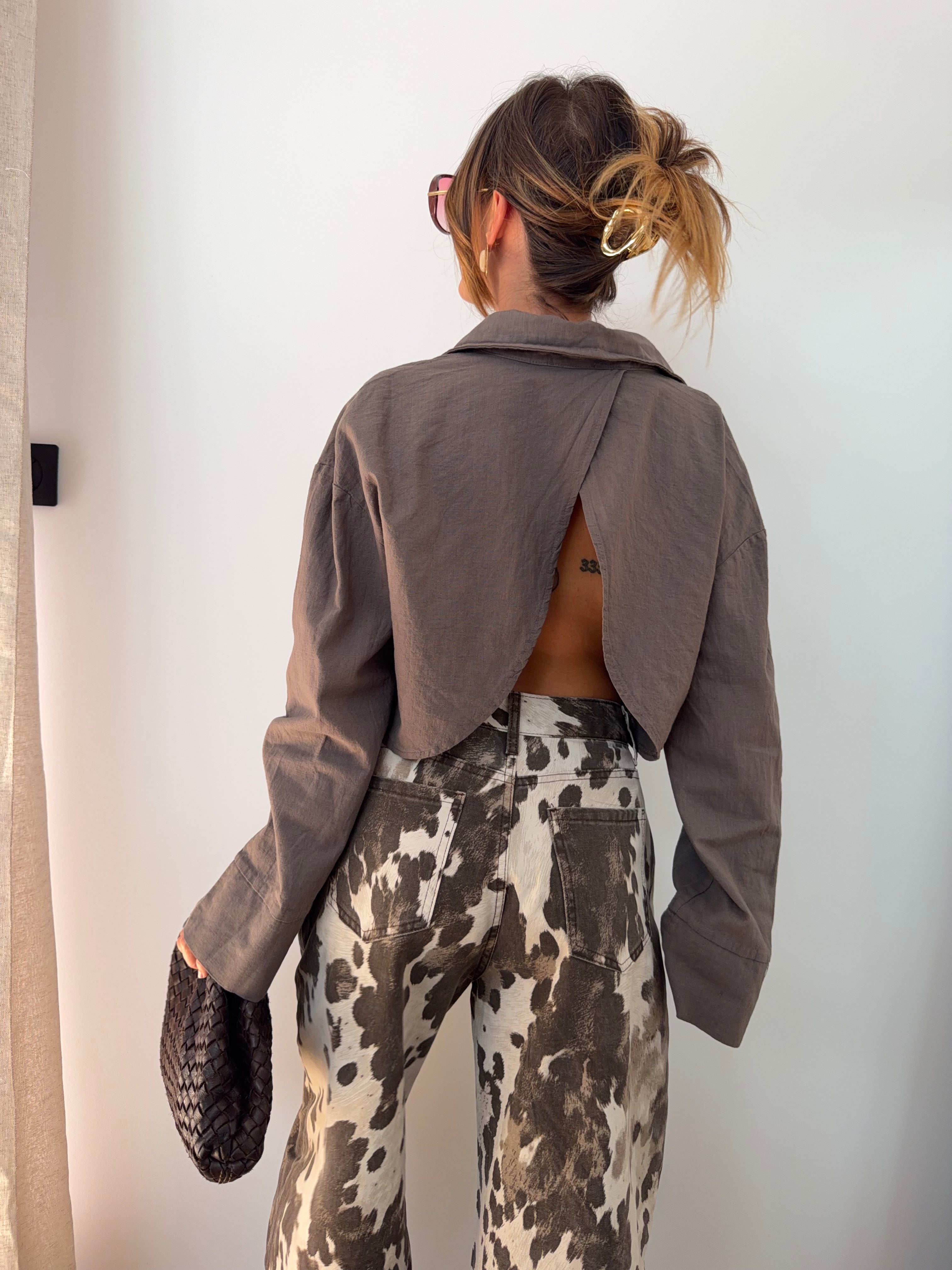 Chemise lin courte Lover's - taupe