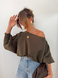 Pull asymétrique court - kaki