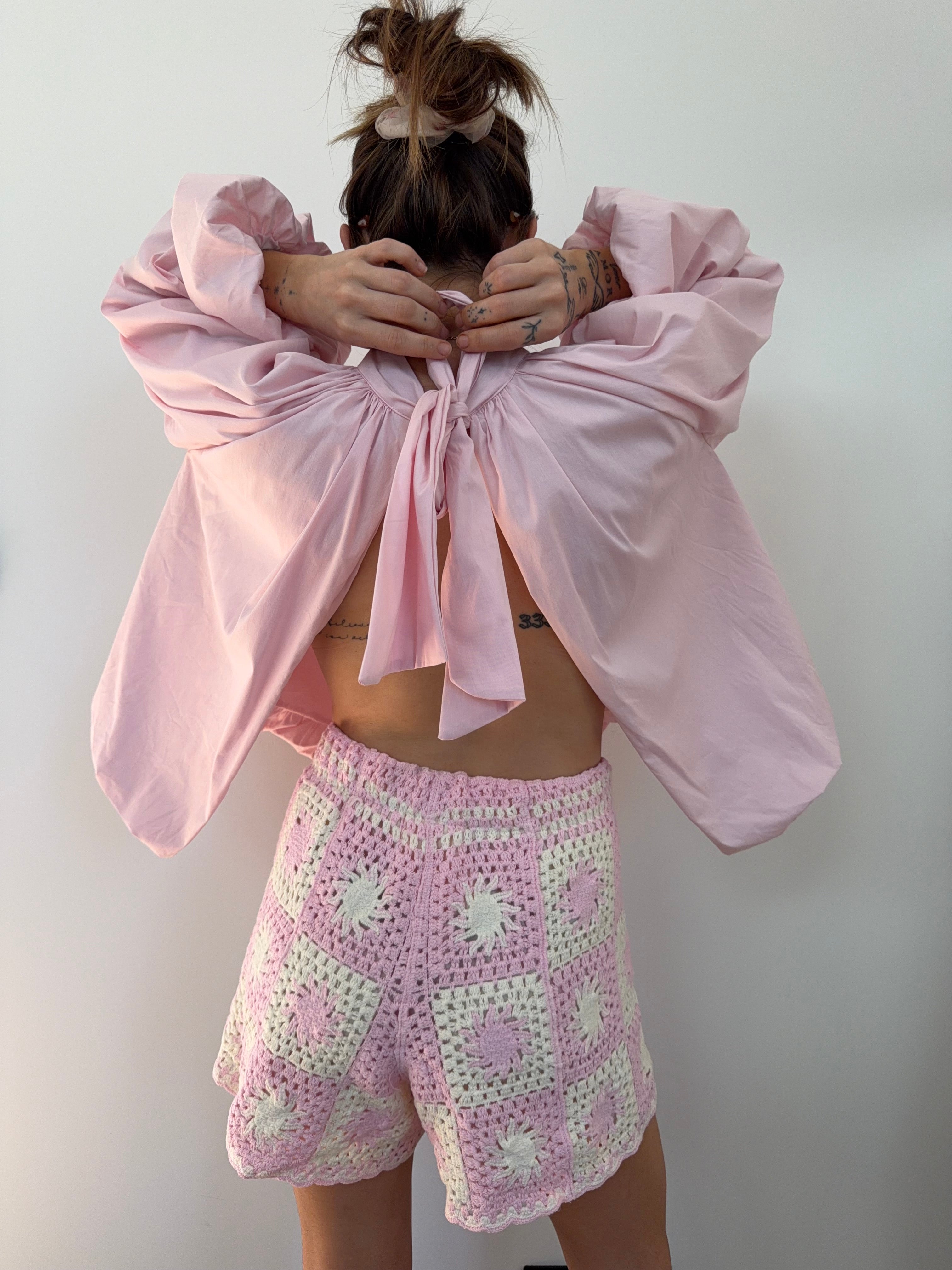 Short en crochet - rose