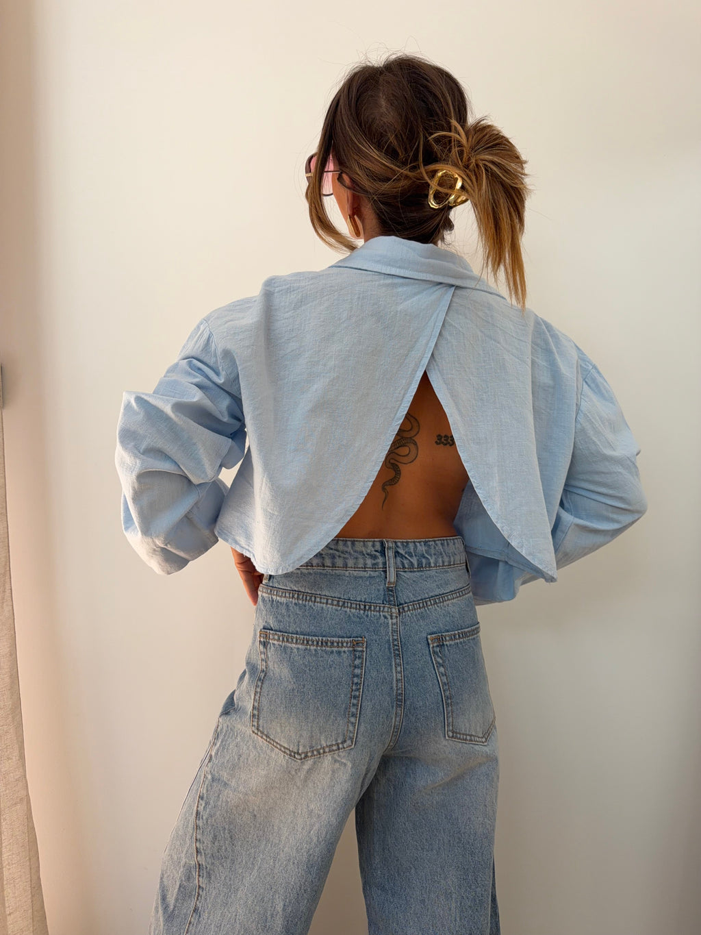 Chemise lin courte Lover's - bleue