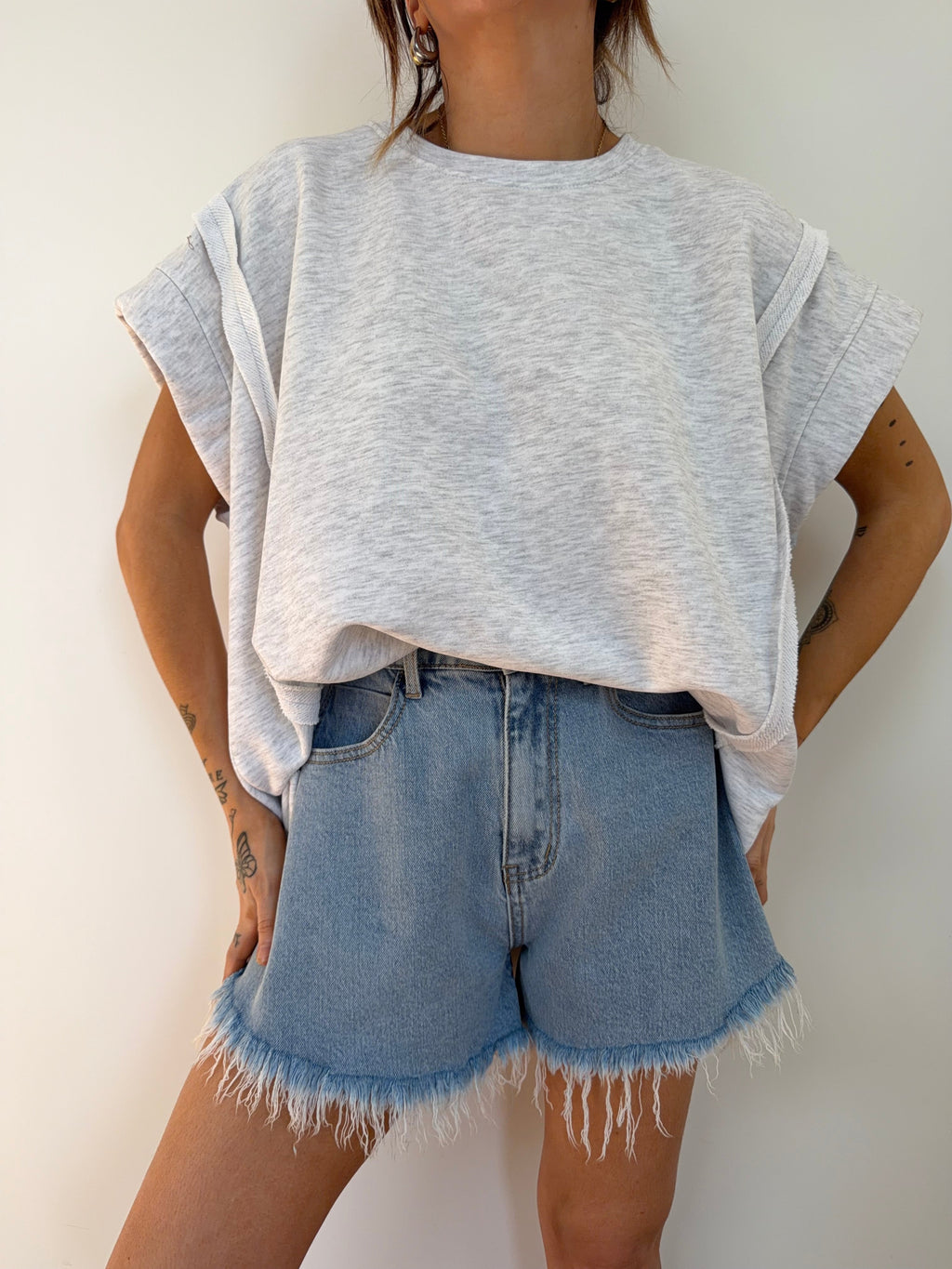 Sweat sans manche - gris chiné