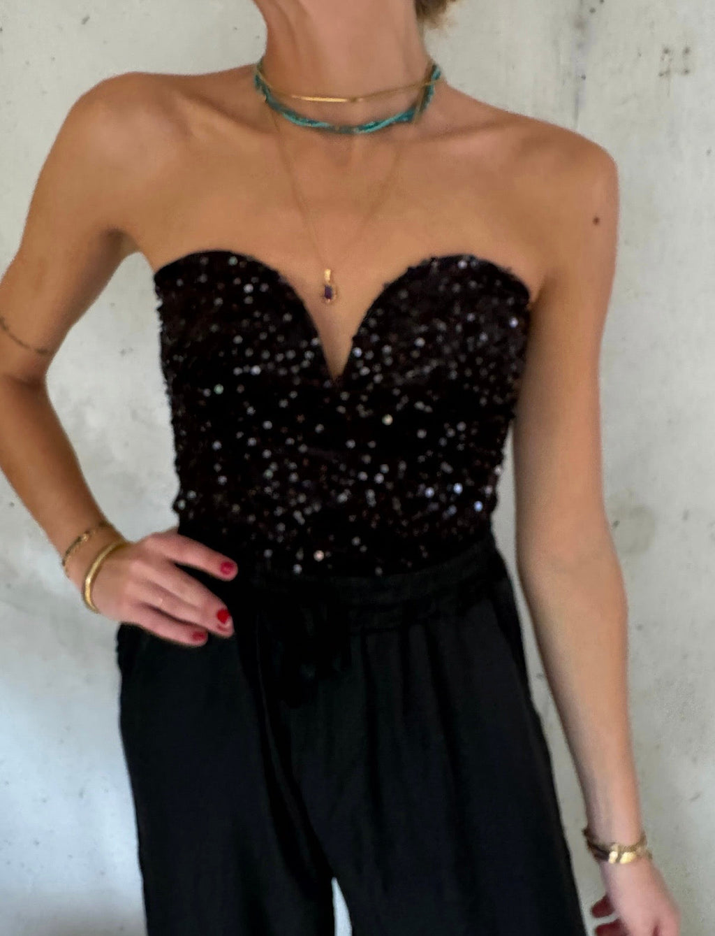Bustier à paillettes - noir