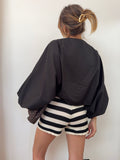 Short en crochet rayé - noir