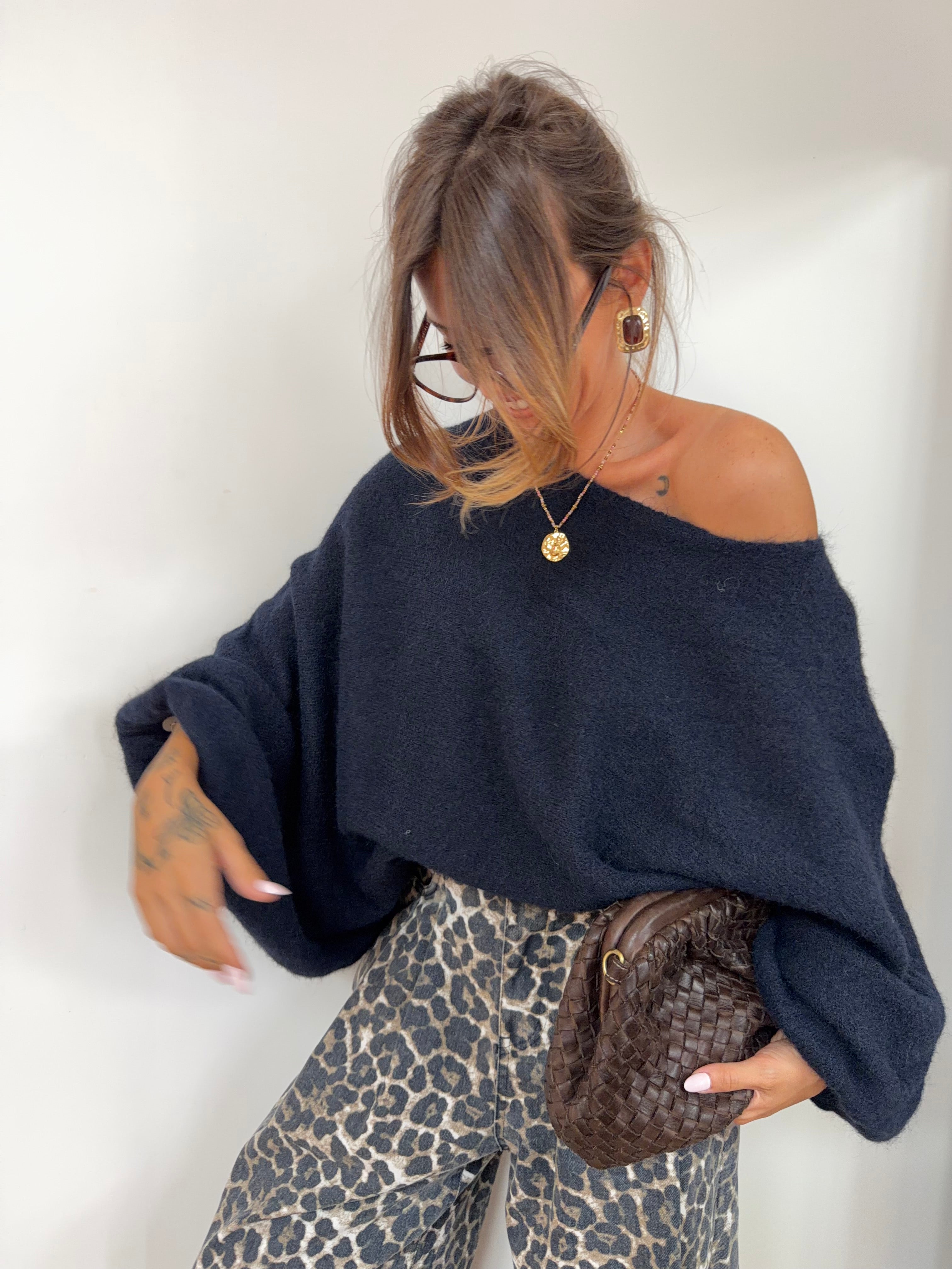 Pull oversize - bleu marine