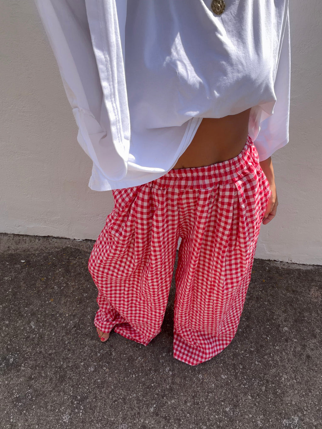 Pantalon à carreaux - rouge