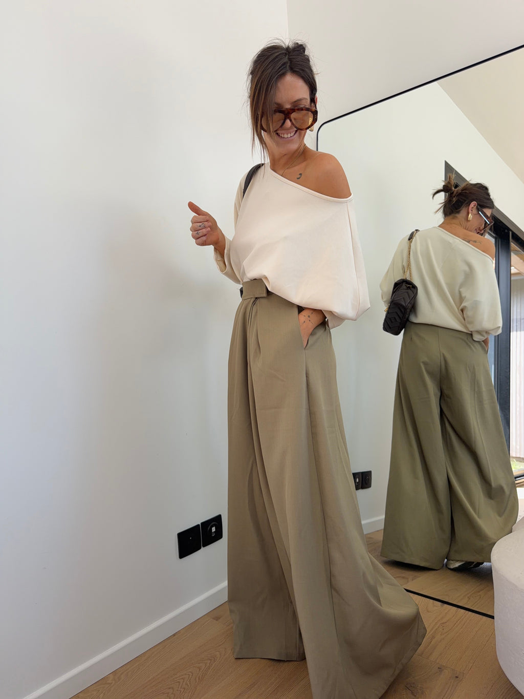 Pantalon à scratch - olive