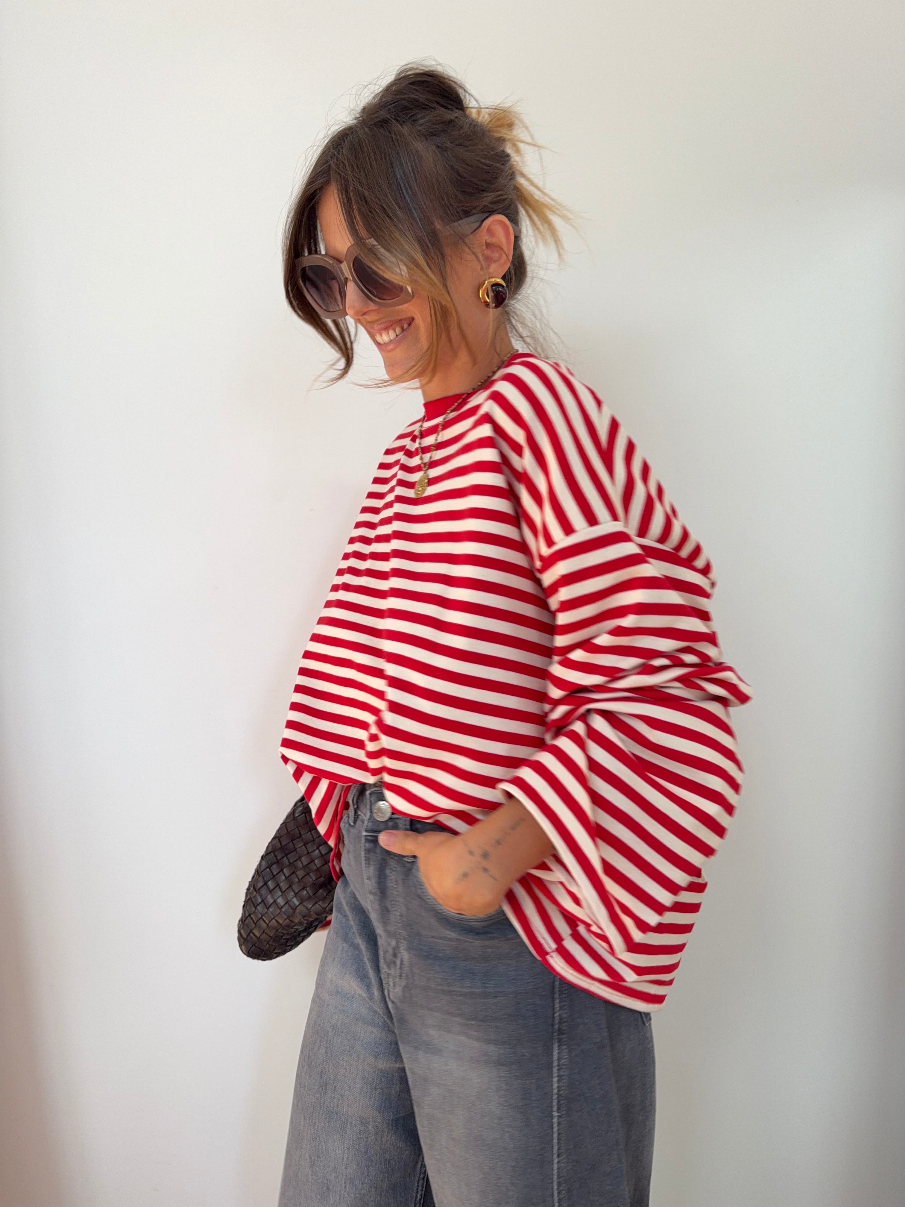 Sweat marinière rouge
