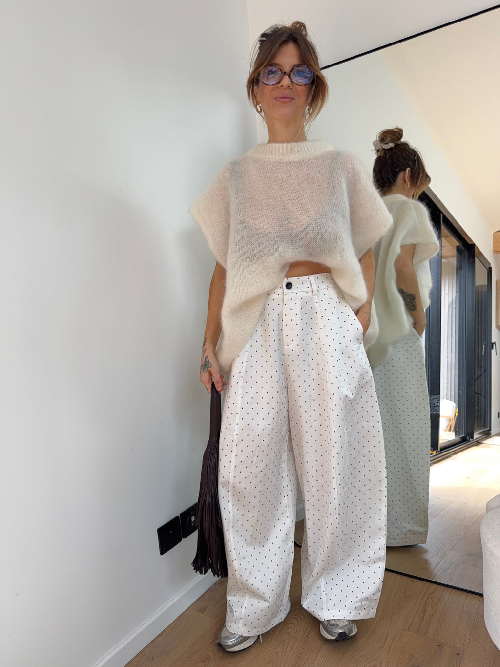 Pantalon à pois - blanc